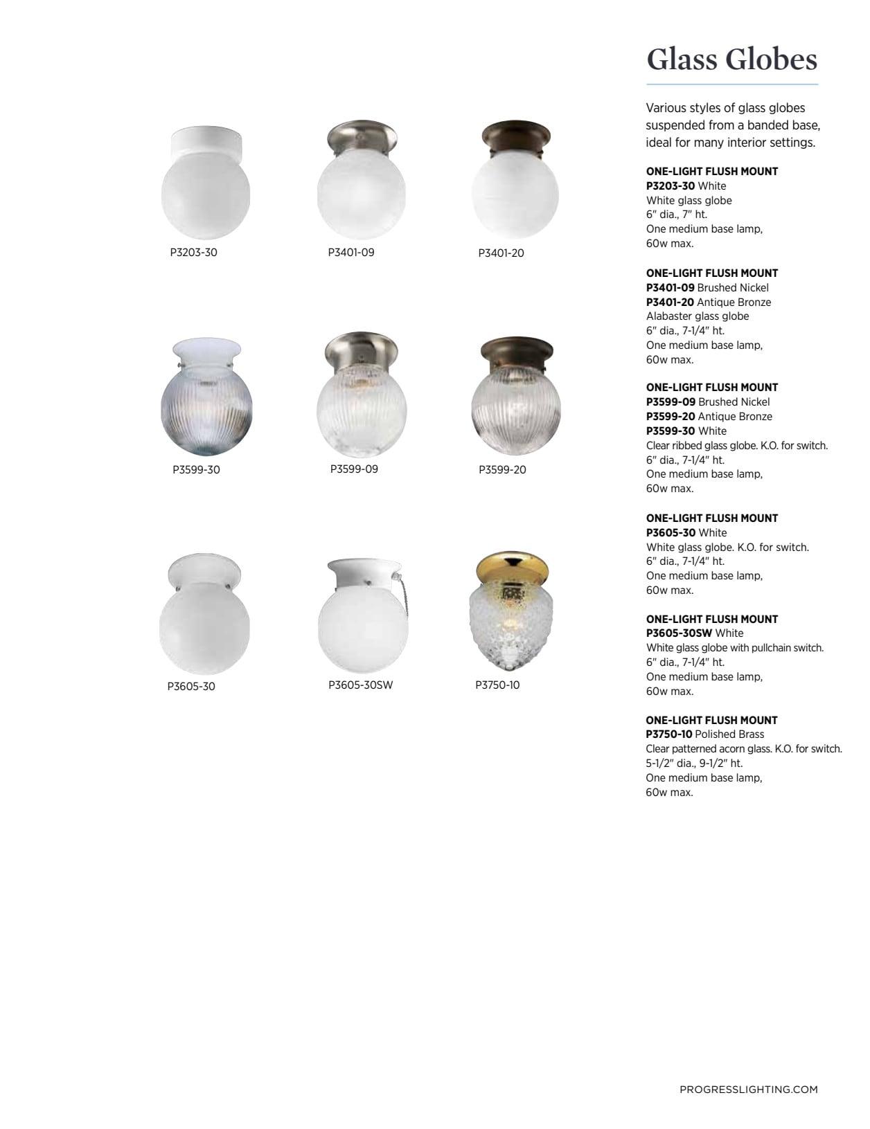 Glass Globes Collection 6" One-Light Close-to-Ceiling