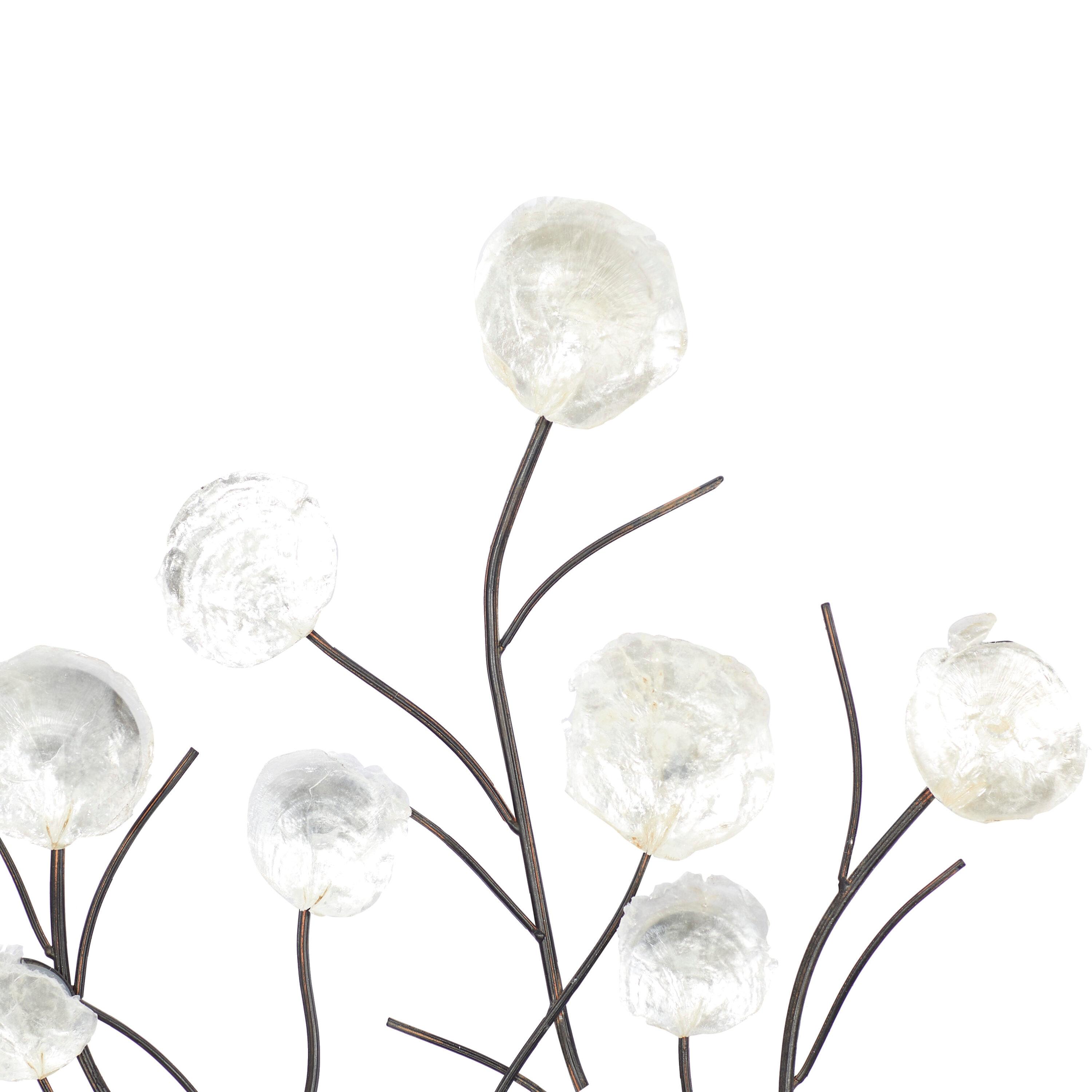 Metal Floral Wall Decor with Capiz Accents White - Olivia & May