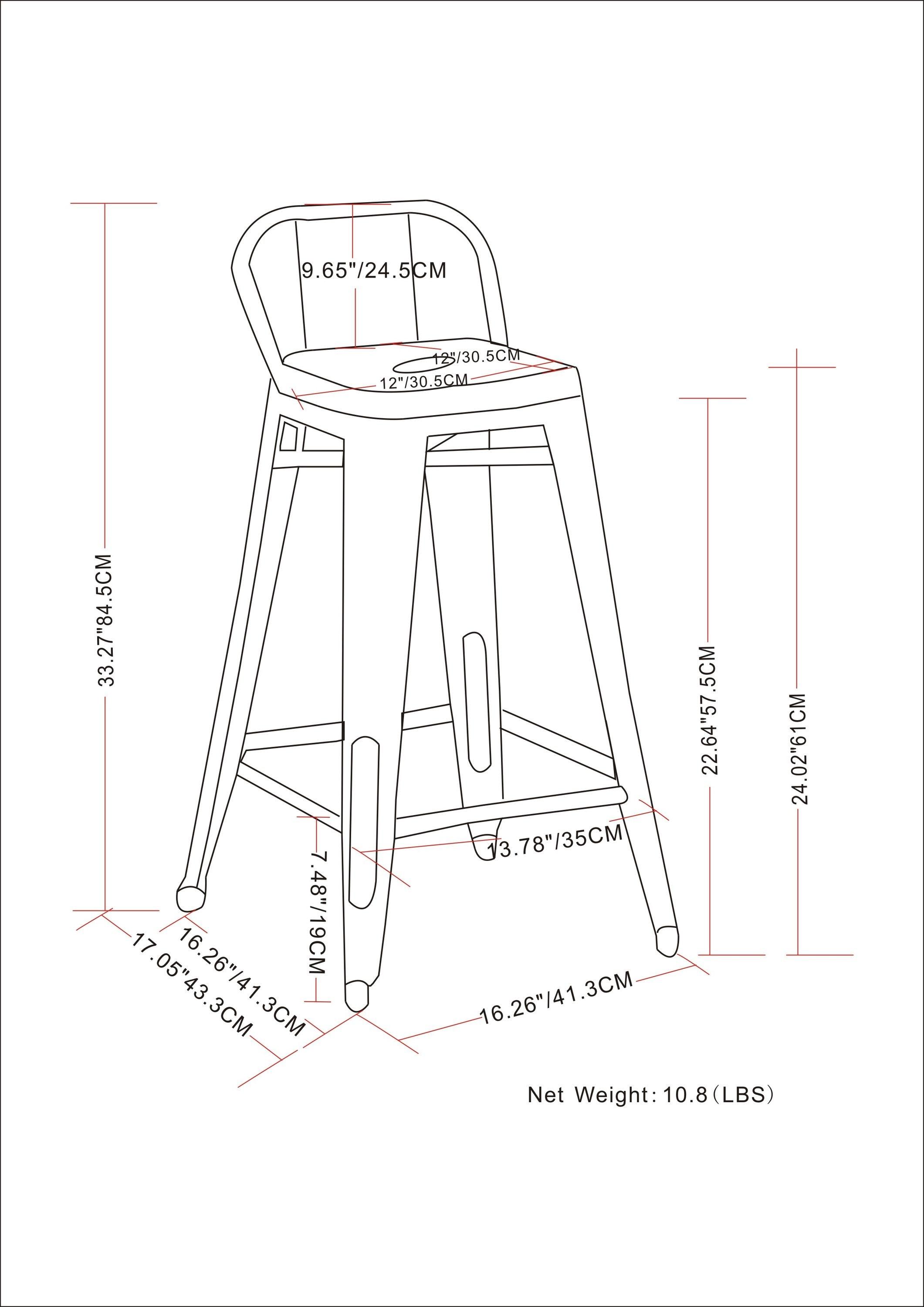 Simpli Home Rayne 24" Metal Counter Stool in Distressed White (Set of 2)