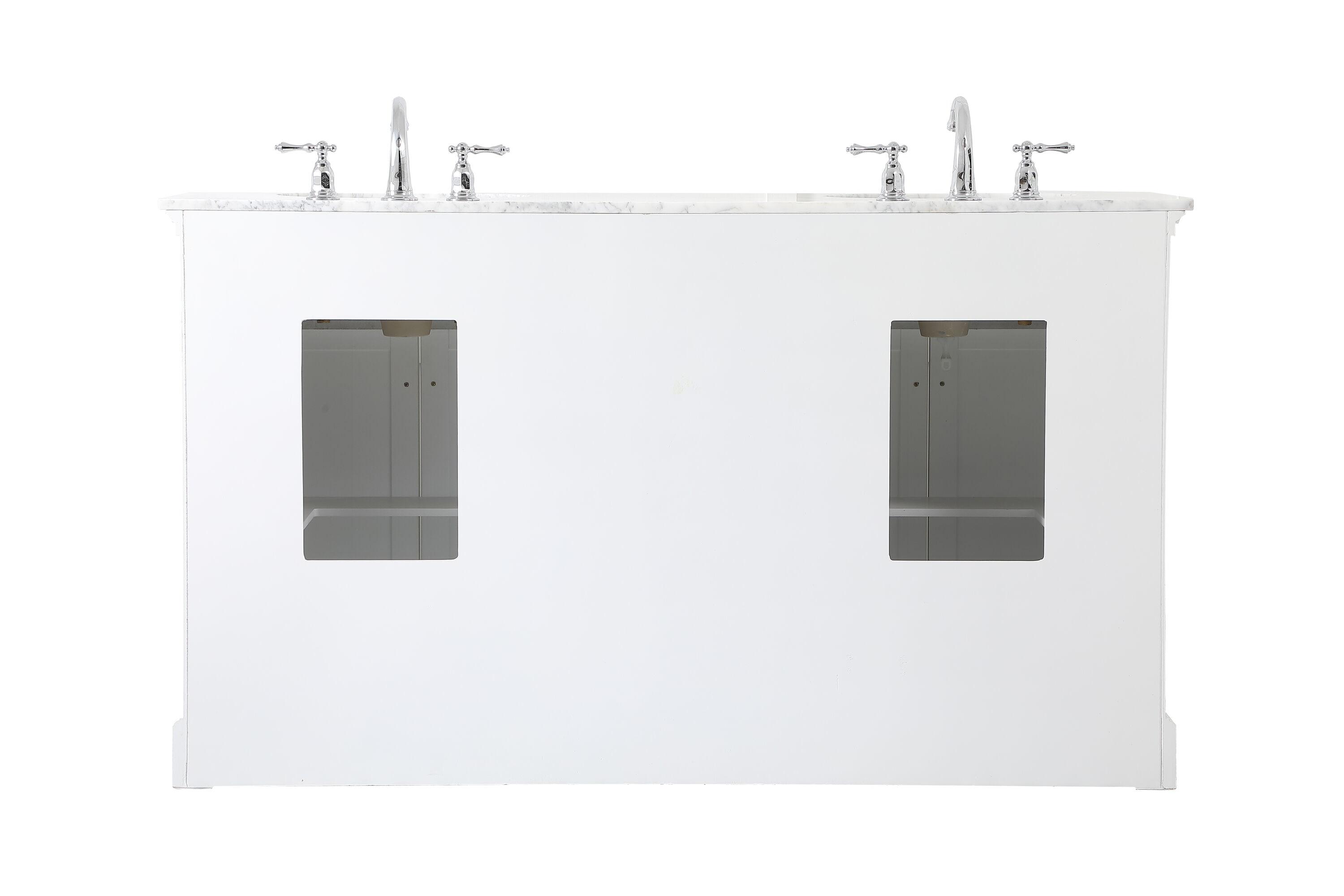 Elegant Decor Clarence 60" Solid Wood and Metal Double Bathroom Vanity in White