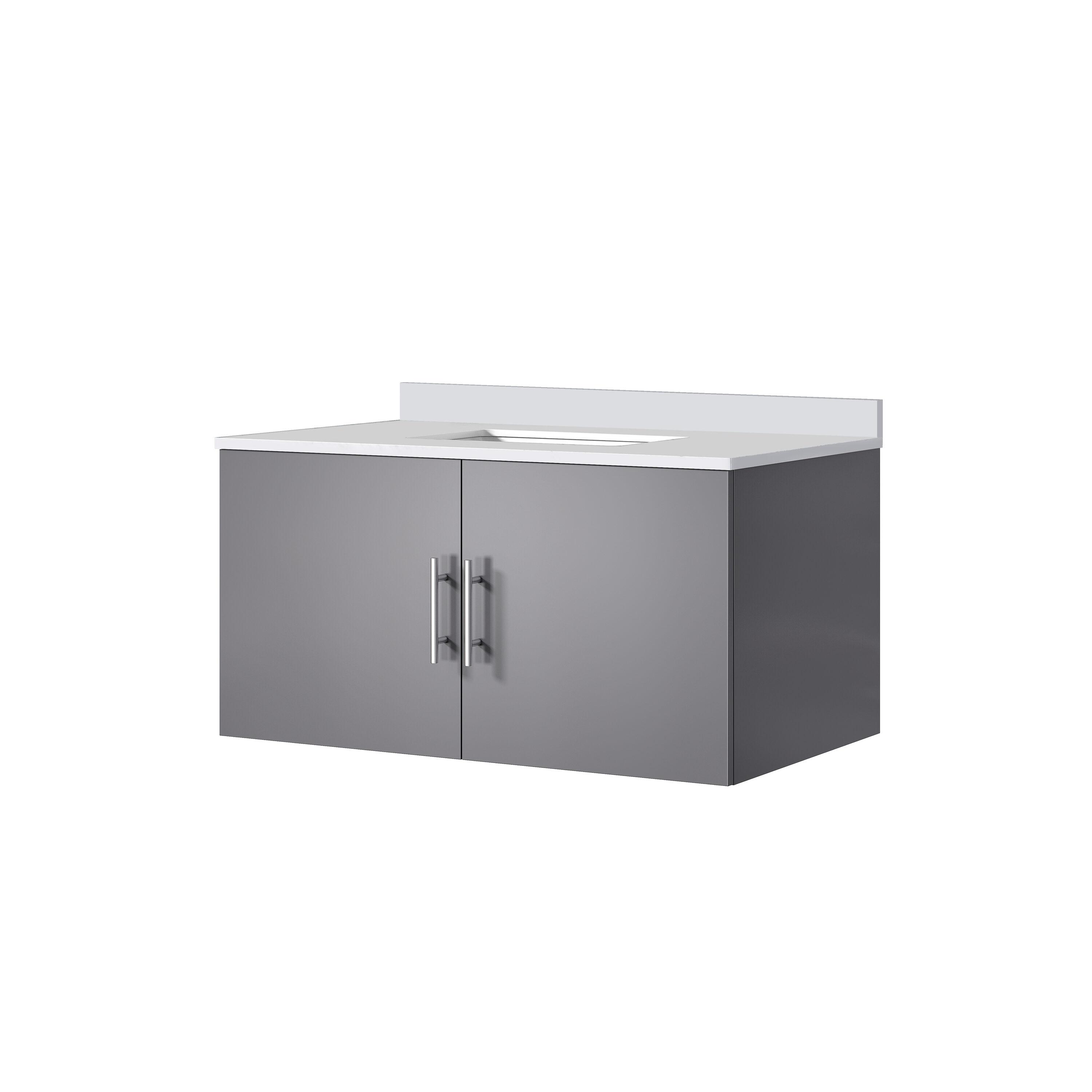 Geneva 36 in. W Dark Grey Bath Vanity and Cultured Marble Top