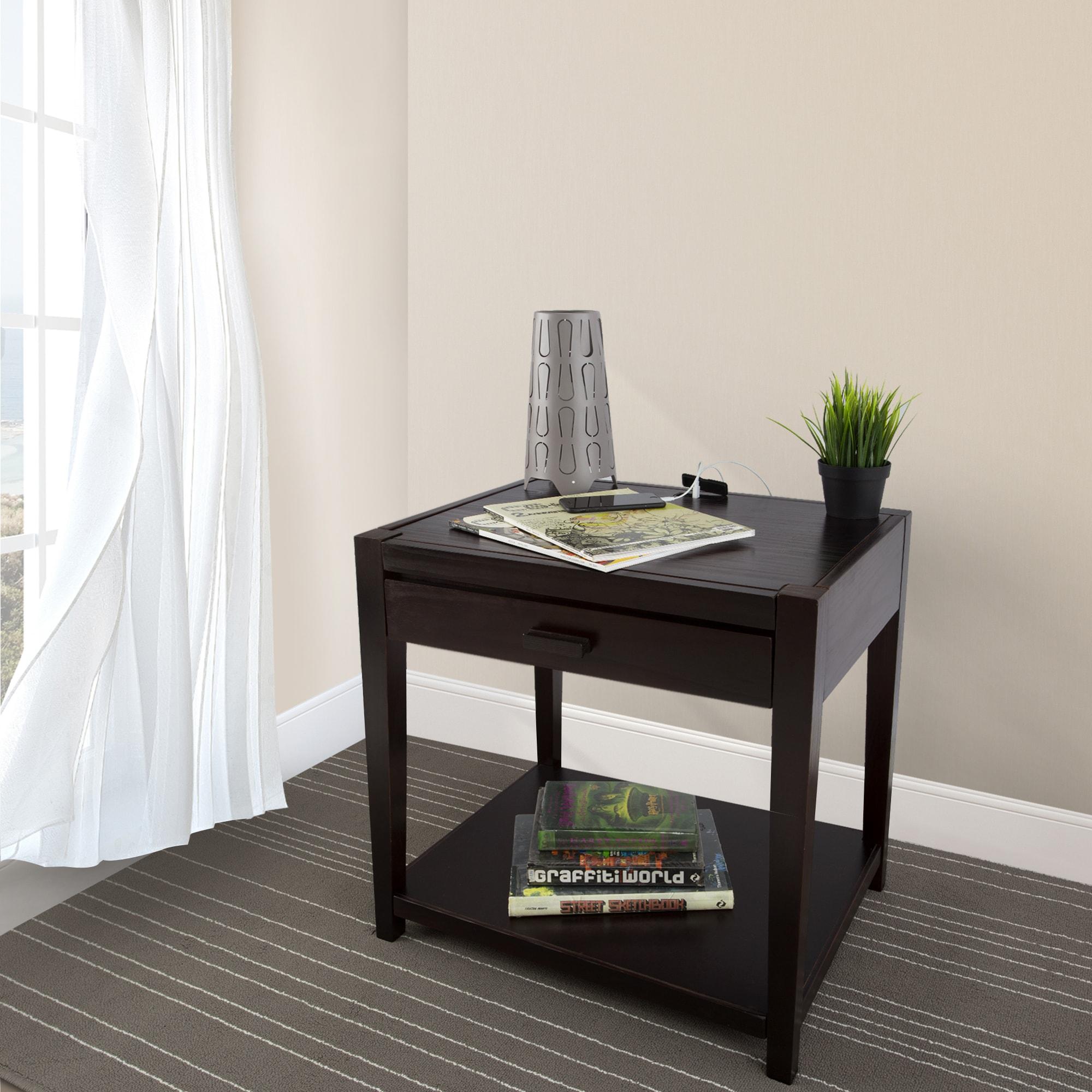 Casual Home Notre Dame Nightstand with USB Port, Espresso