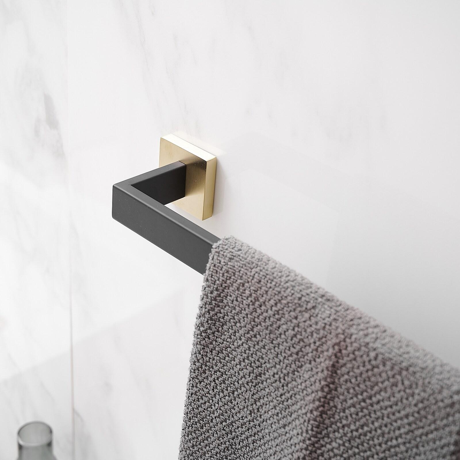 BWE 24 In. Modern Square Wall Mounted Single Bathroom Towel Bar Holder Rack Bath Accessories Hanger