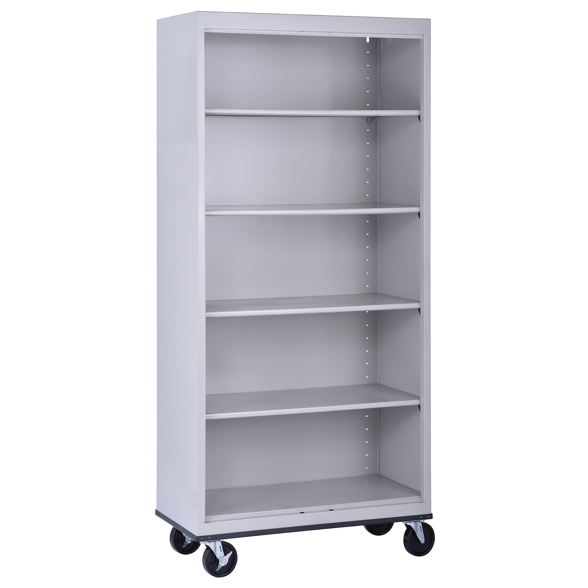 Sandusky Lee 36" W x 18" D x 78" H Steel Mobile Bookcase with 4 Adjustable Shelves by Sandusky