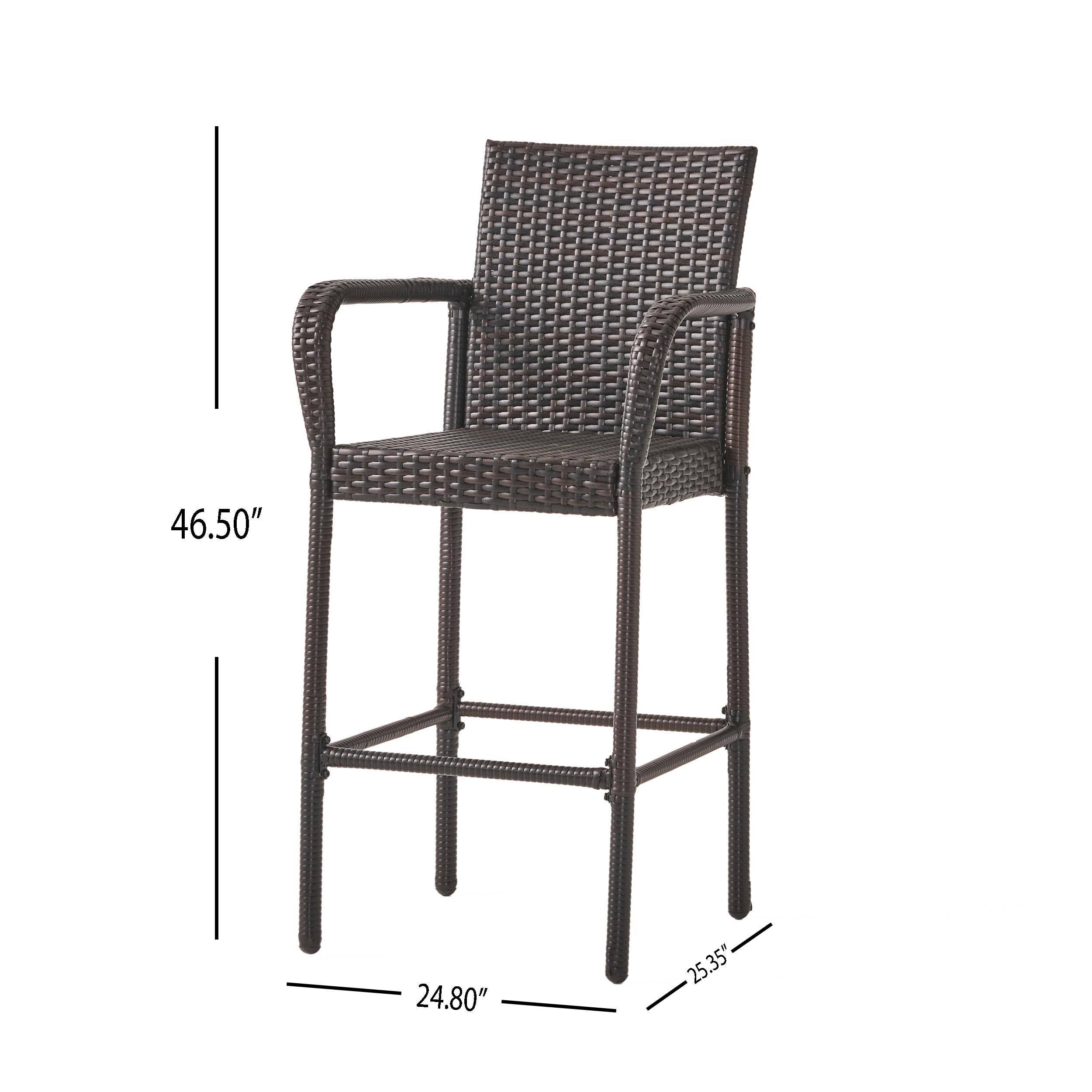 Delfina 4pk Wicker Barstool - Brown - Christopher Knight Home: UV & Weather-Resistant, Powder-Coated Frame