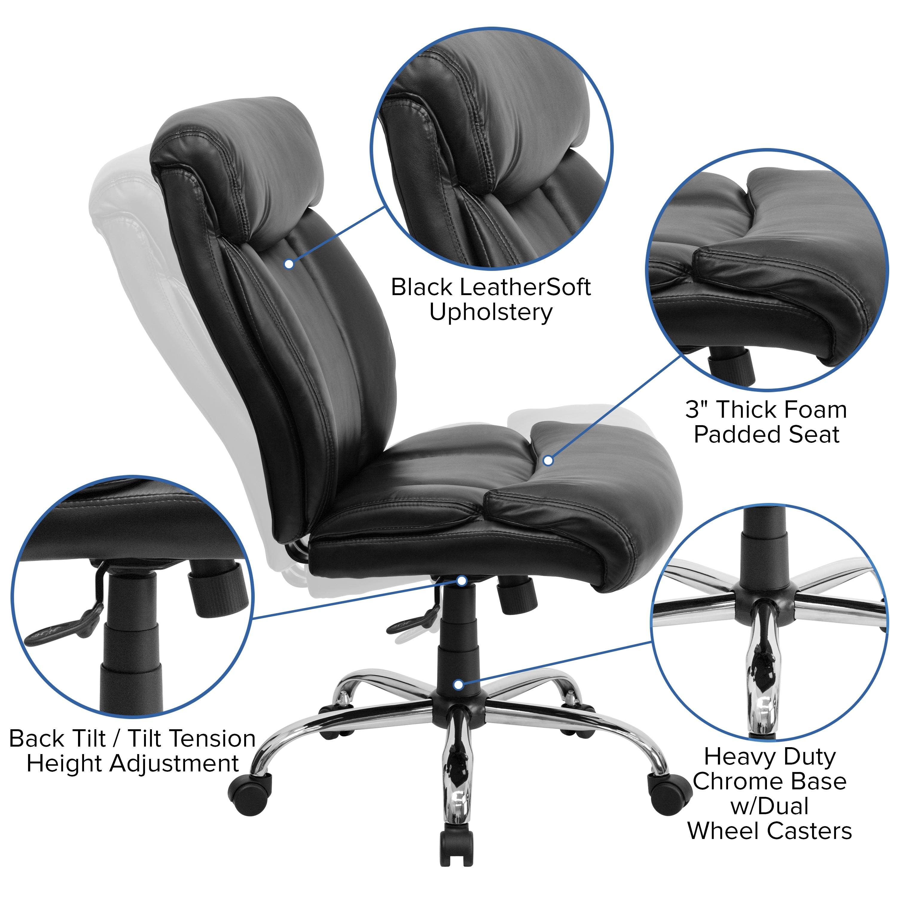 BizChair Big & Tall 400 lb. Rated High Back Black Fabric Executive Ergonomic Office Chair with Full Headrest and Chrome Base