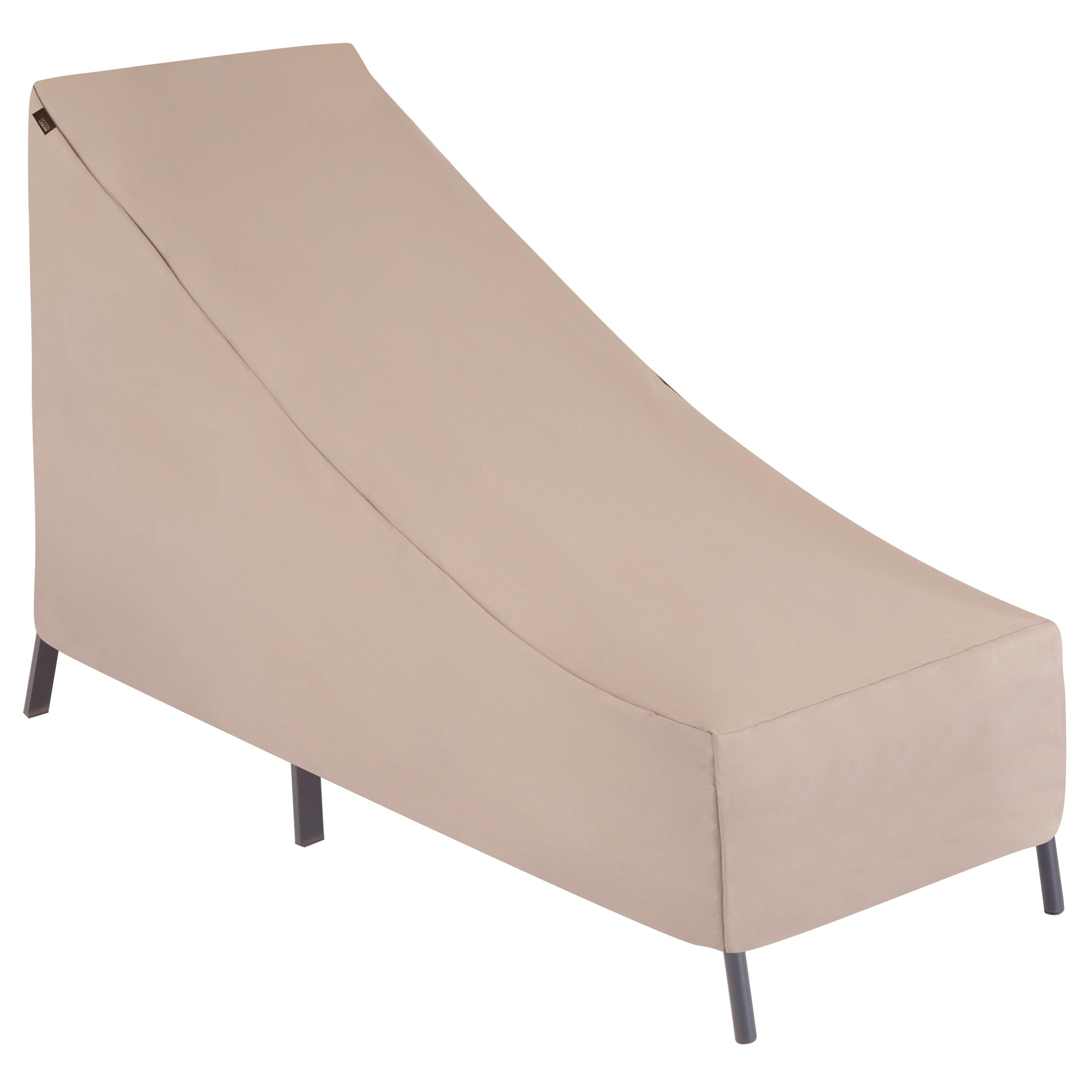 Beige Weather-Resistant Patio Chaise Lounge Cover with Elastic Hem