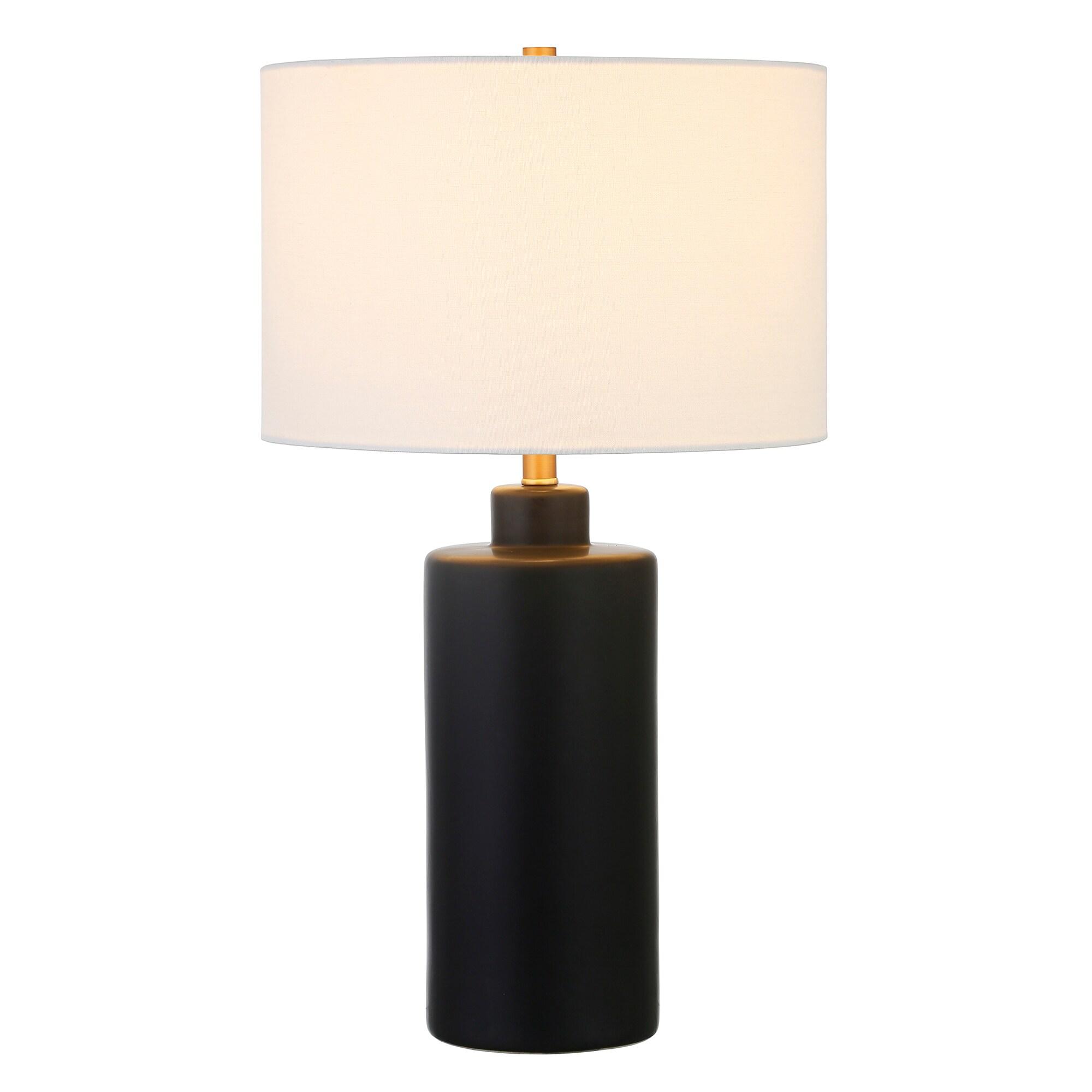 Evelyn&Zoe 25" Contemporary Ceramic Table Lamp with White Drum Linen Shade