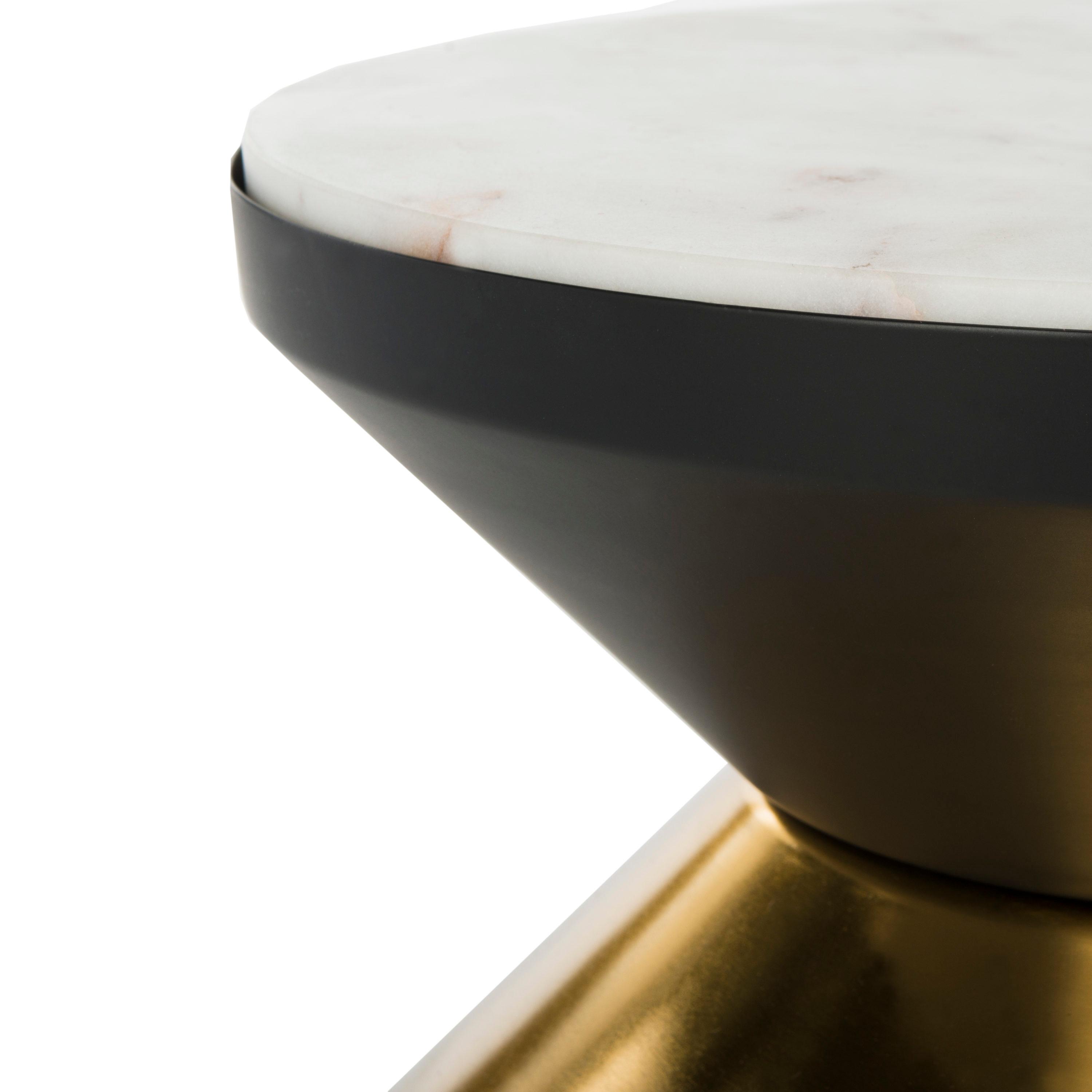 Azizi Stone Top Side Table - ACC3202A - Black/Gold - Safavieh