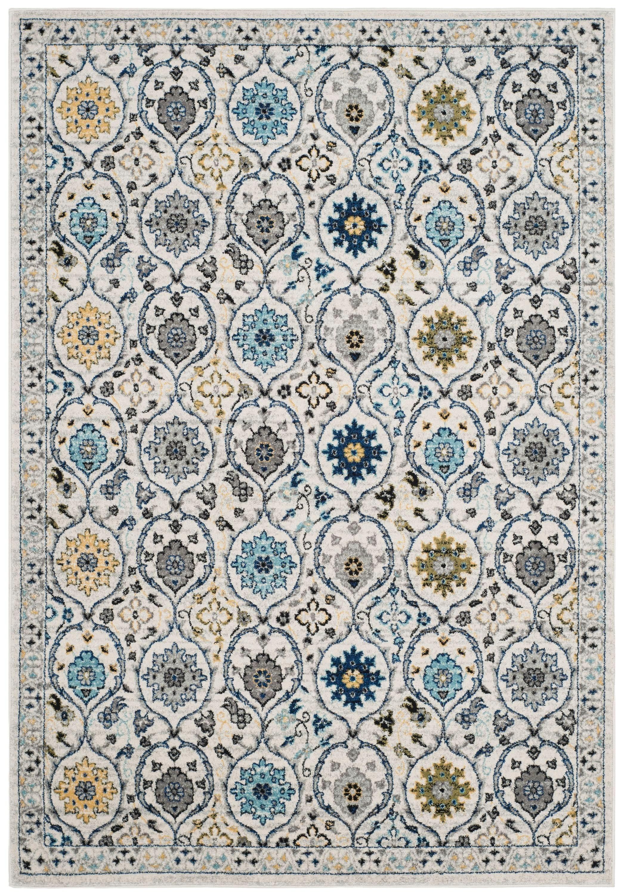 Evoke EVK210 Power Loomed Area Rug - Ivory/Blue - 6'7"x9' - Safavieh.
