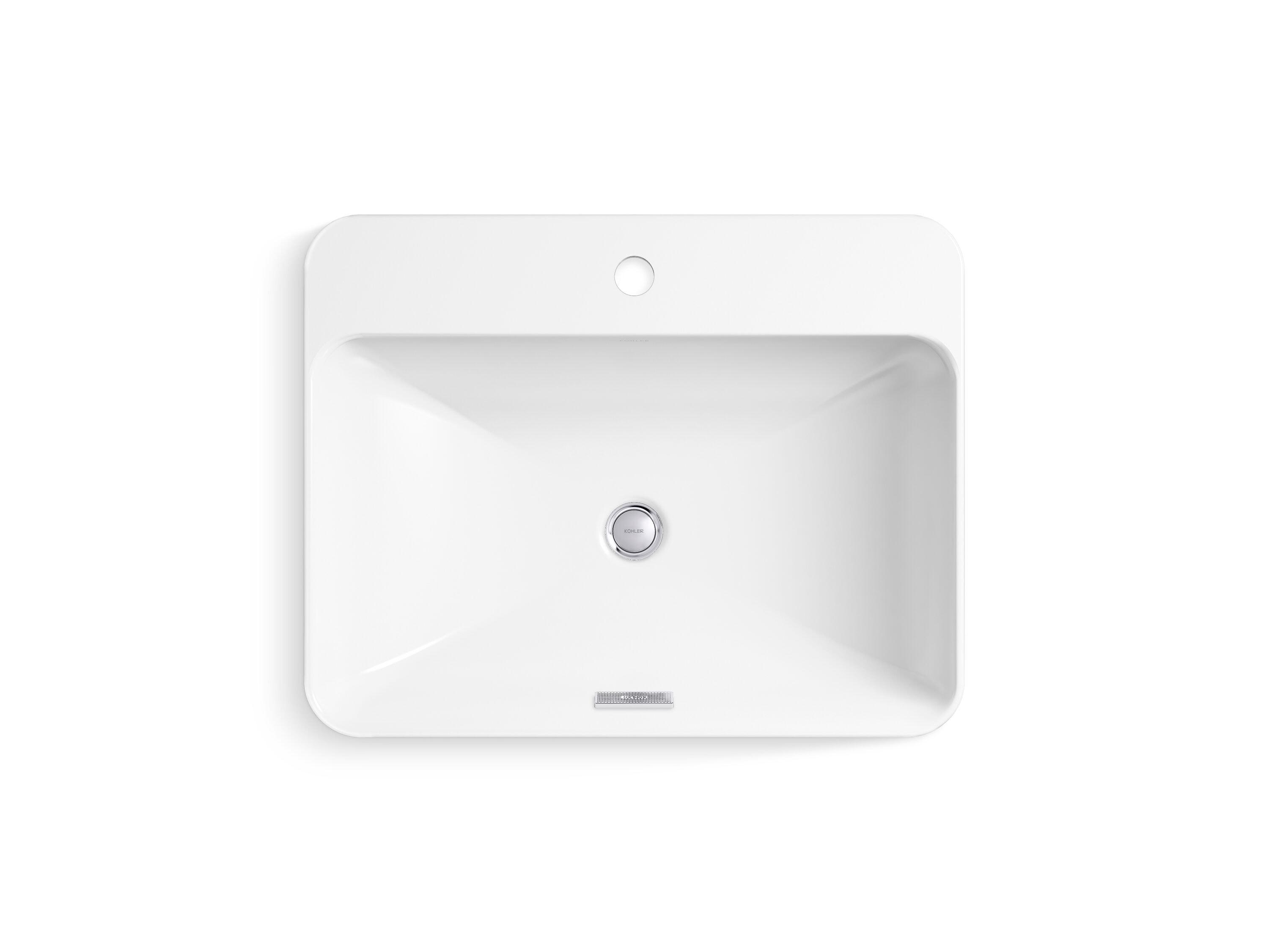 Vox® Vitreous China Rectangular Vessel Bathroom Sink with Overflow