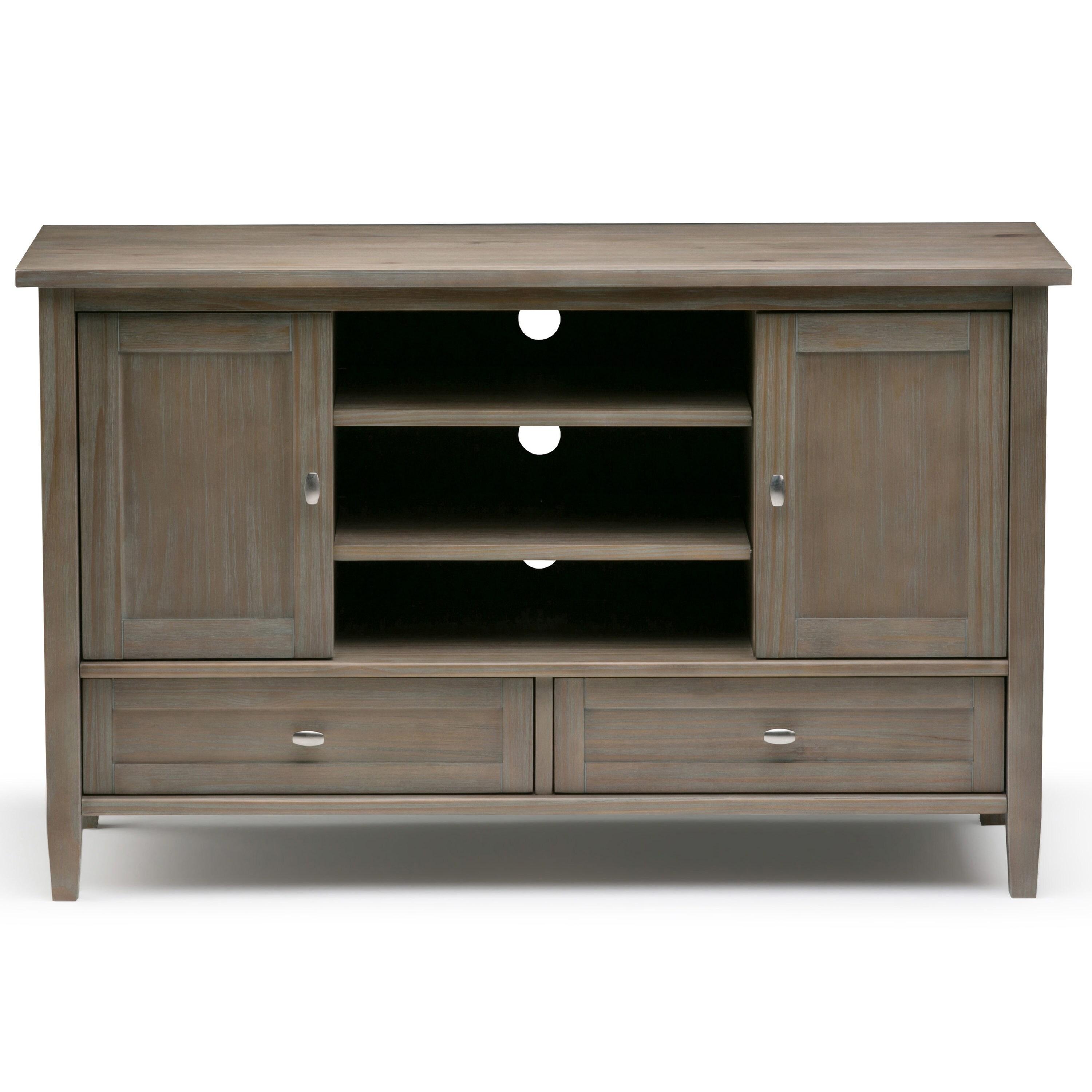 Simpli Home Warm Shaker 47"W Solid Wood TV Stand for TVs up to 55" with 2 Storage Cabinets and 2 Drawers