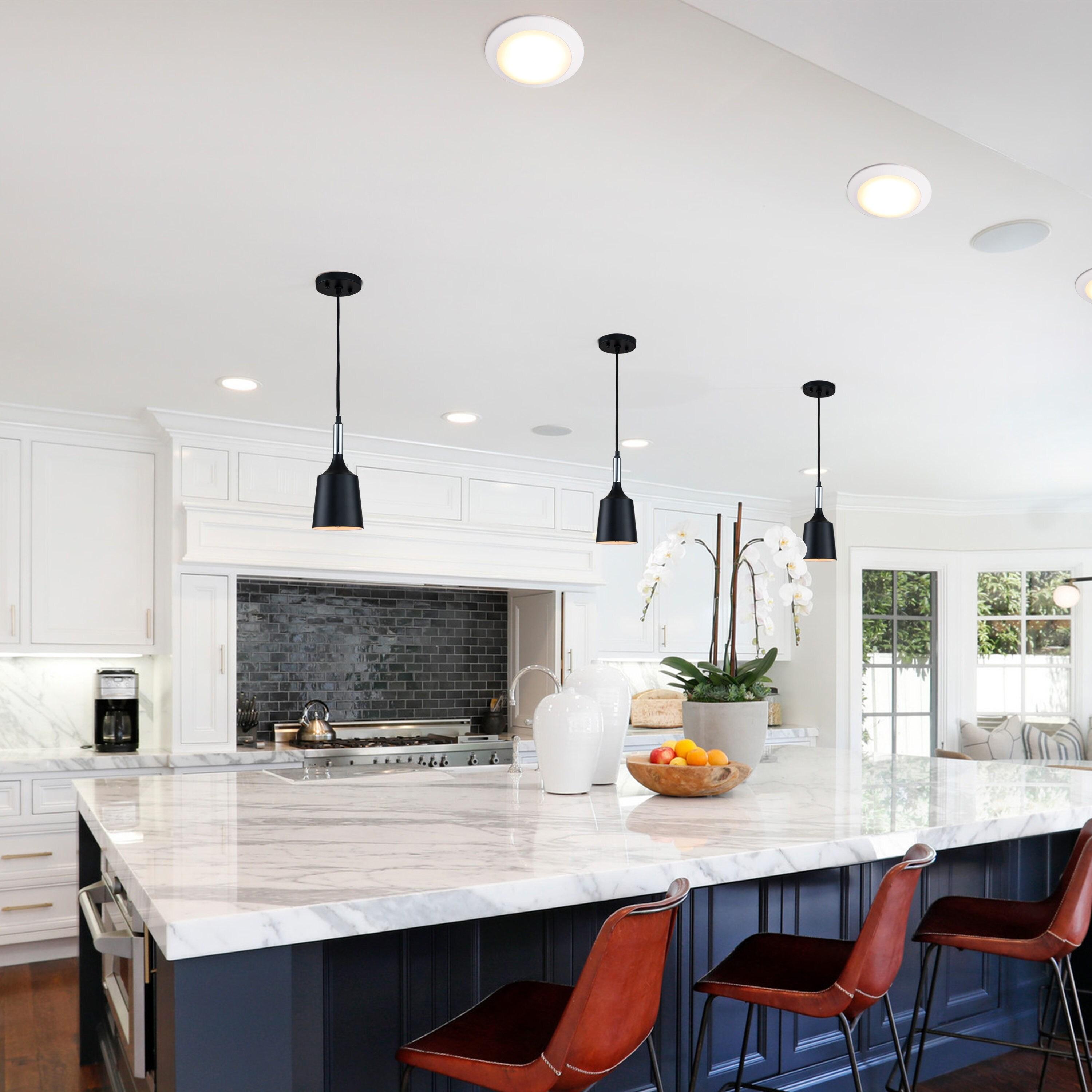 C Cattleya  1-Light Black and White Pendant Light with Chrome Accents
