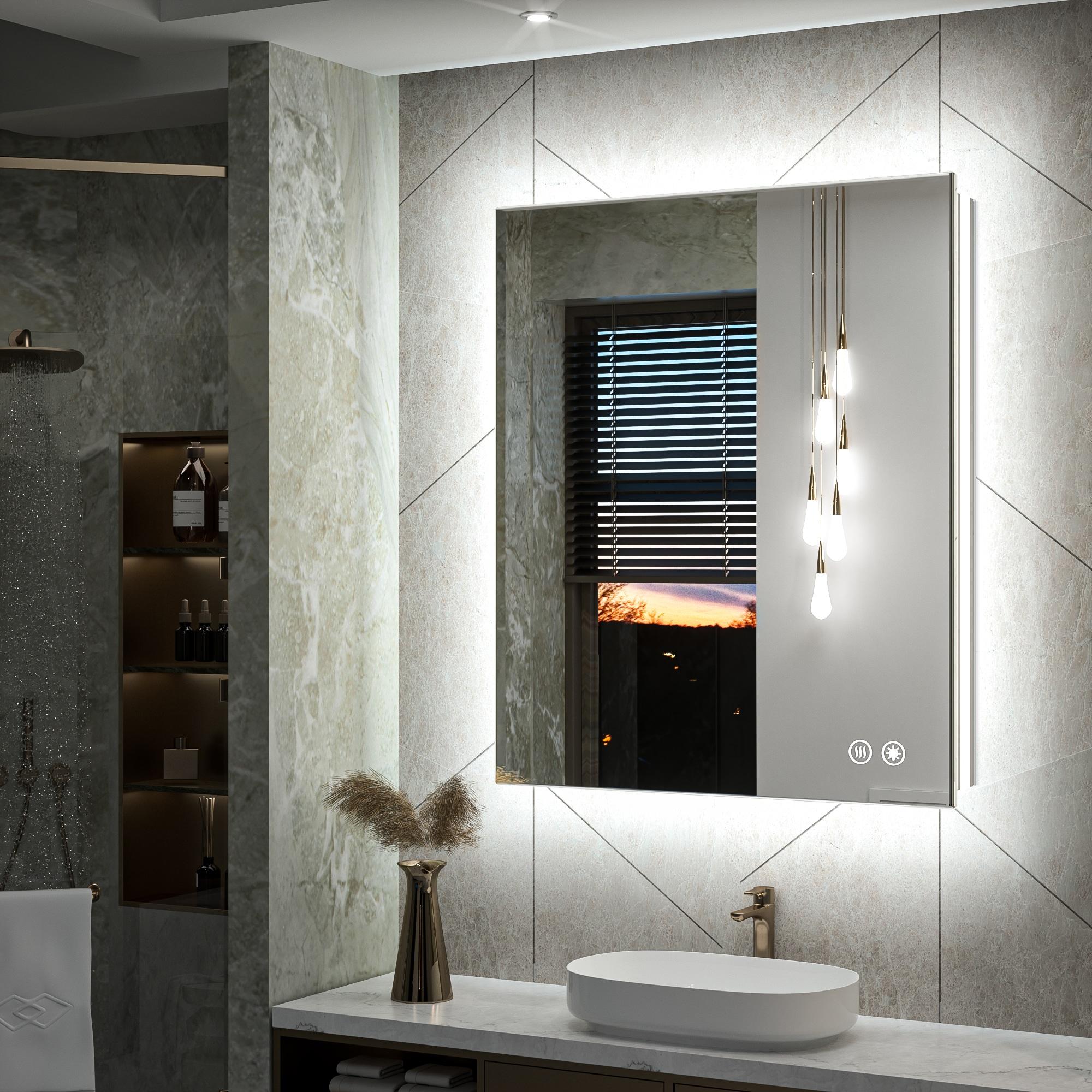 Ivy Bronx Keonjinn 40 X 24 In LED Bathroom Mirror With Lights, Adjustable 3 Color Lights, LED Vanity Mirror, Wall Mounted Anti-Fog Dimmable Mirror, UL Listed LED Driver, HD Tempered Glass(Horizontal/Vertical)