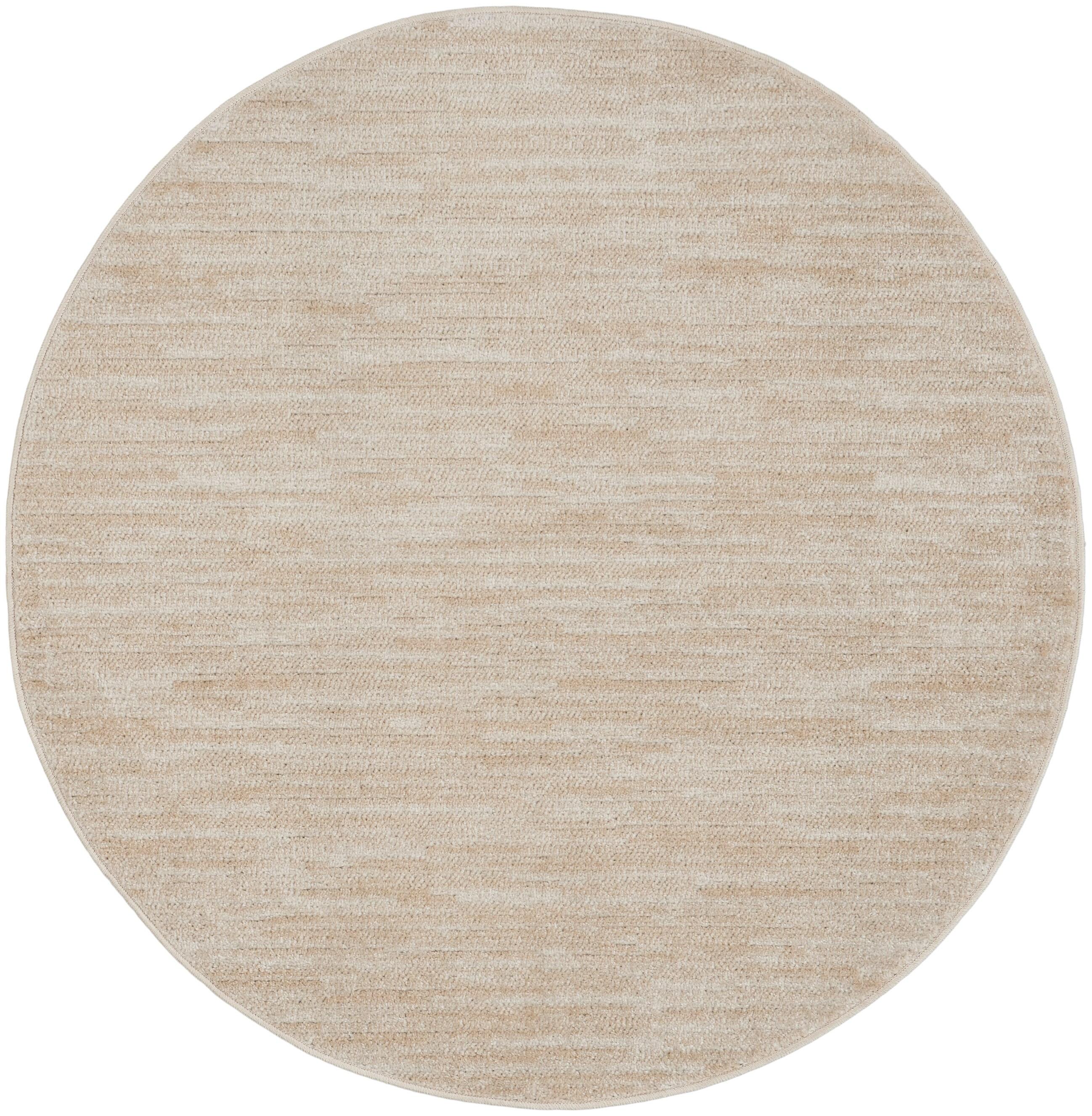 Nourison Essentials Easy Care Indoor Outdoor Area Rug - Ivory Beige 4' x Round