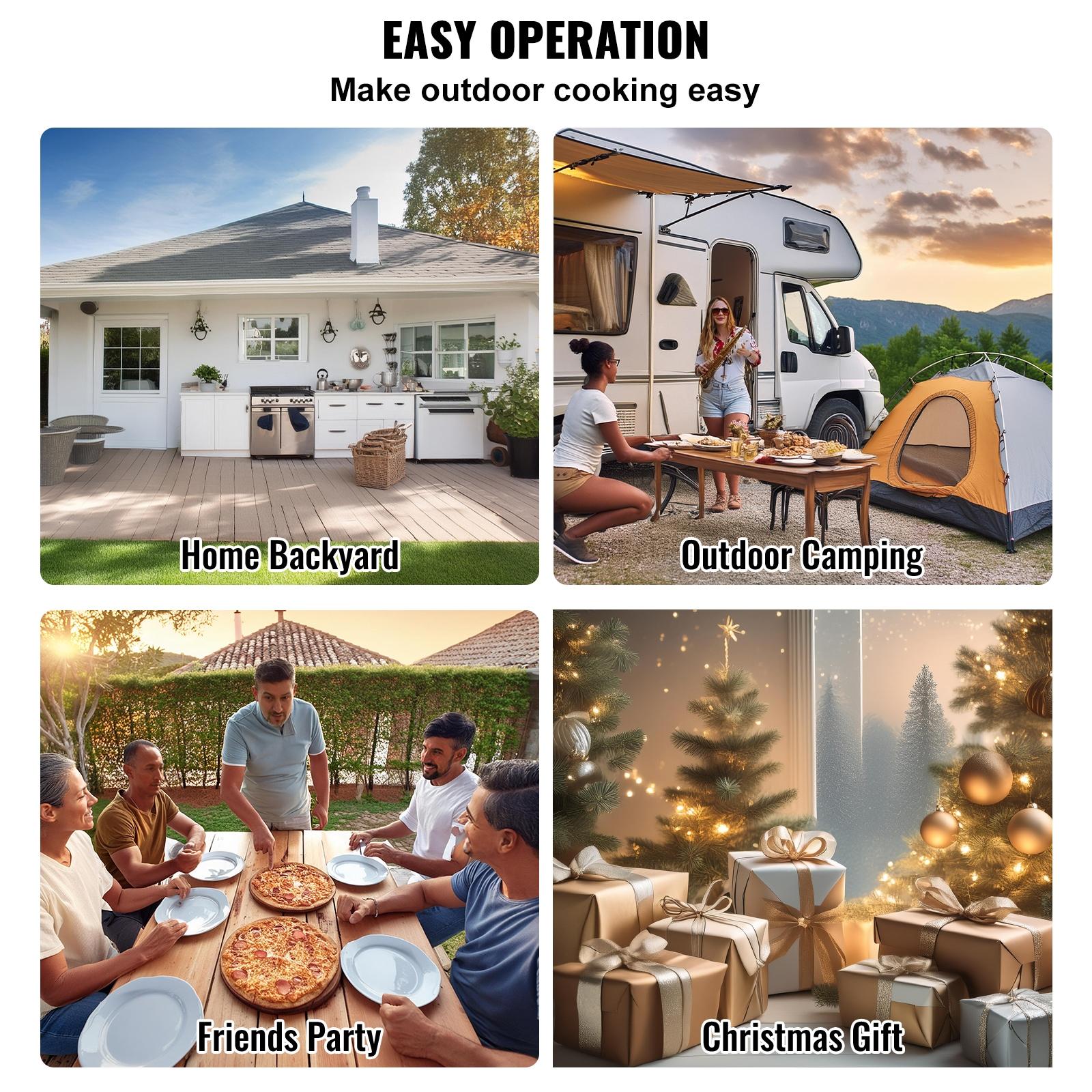12" Outdoor Pizza Oven Portable Wood Pellet Pizza Oven Iron Spray Camping