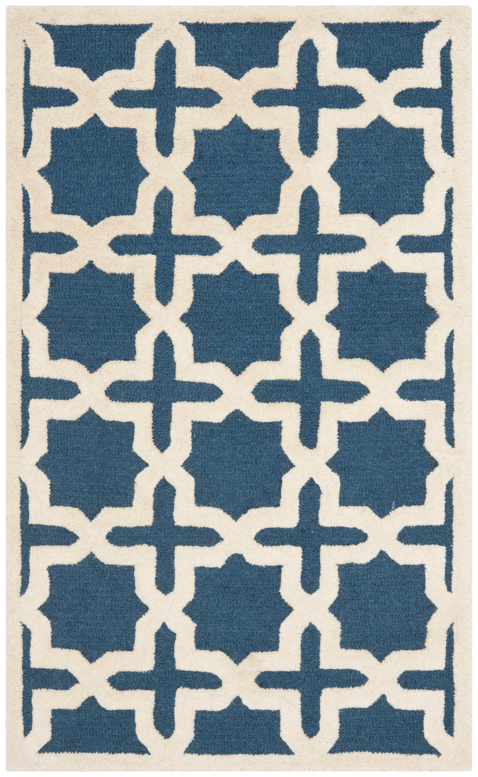 Cambridge CAM125 Tufted Indoor Accent Rug - Navy Blue/Ivory - 3'x5' - Safavieh