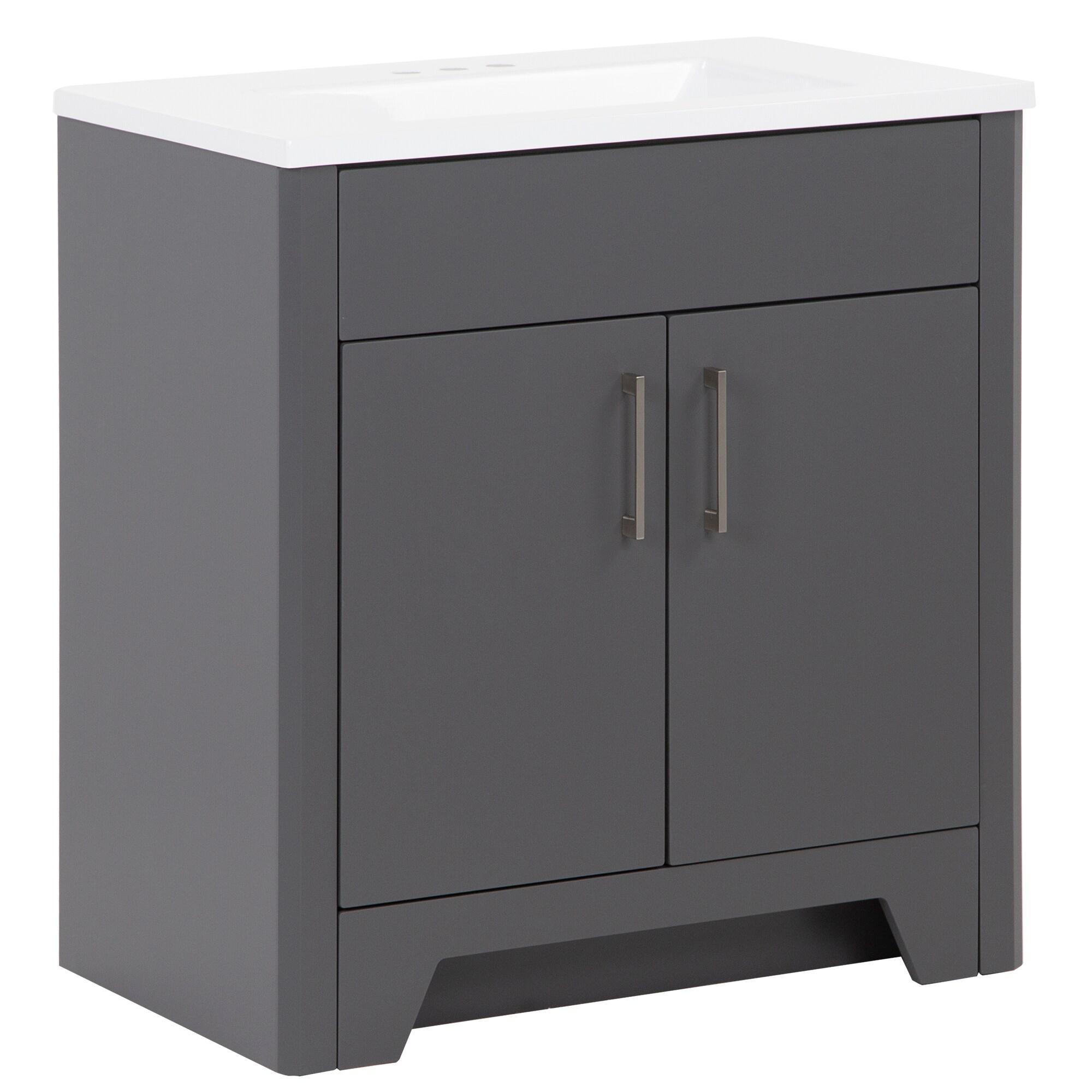 Wyndham Collection Miranda 30" Freestanding Single Bathroom Vanity with Cultured Marble Top