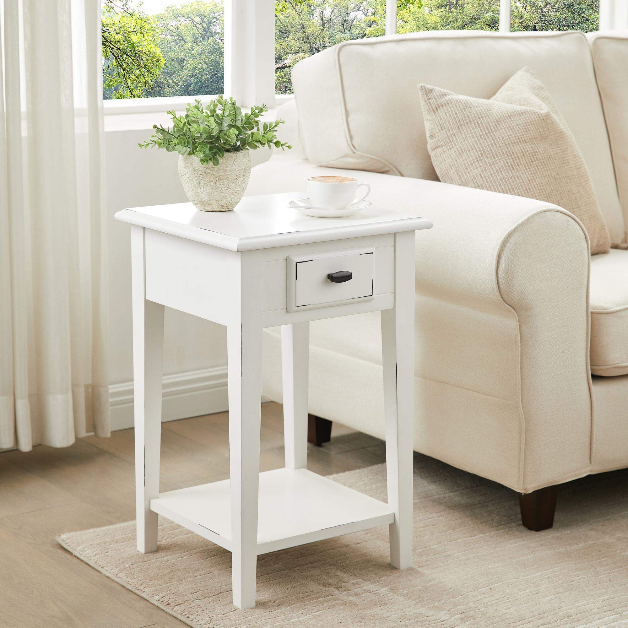 Leick Home Haven Ridge Square End Table in Farmhouse White
