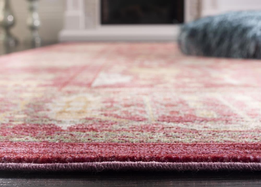 SAFAVIEH Valencia Grigor Traditional Polyester Area Rug, Fuchsia/Multi, 6'7" x 6'7" Square