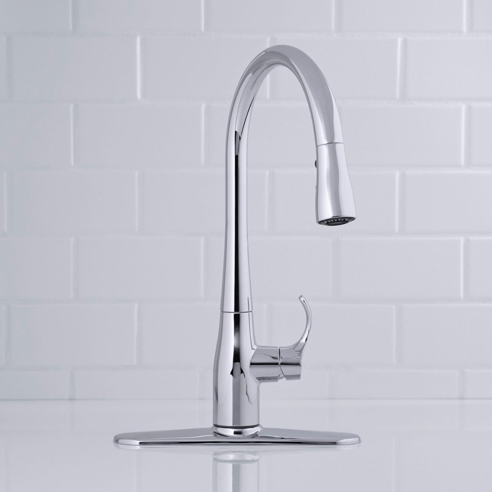 Kohler Simplice Single Handle Pull Down Kitchen Sink Faucet with Three-Function Pull Down Sprayer