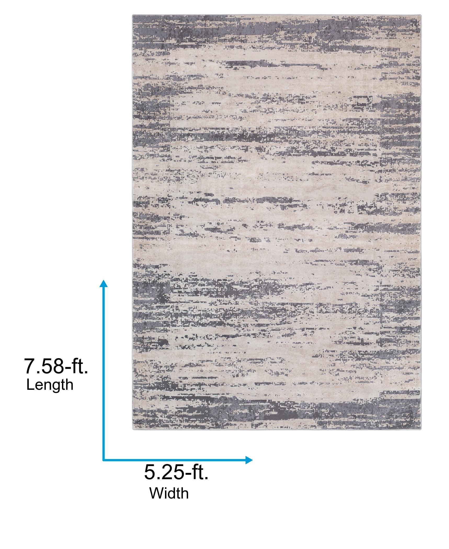 Reversible Gray Rectangular 63"x91" Stain-Resistant Wool-Blend Rug