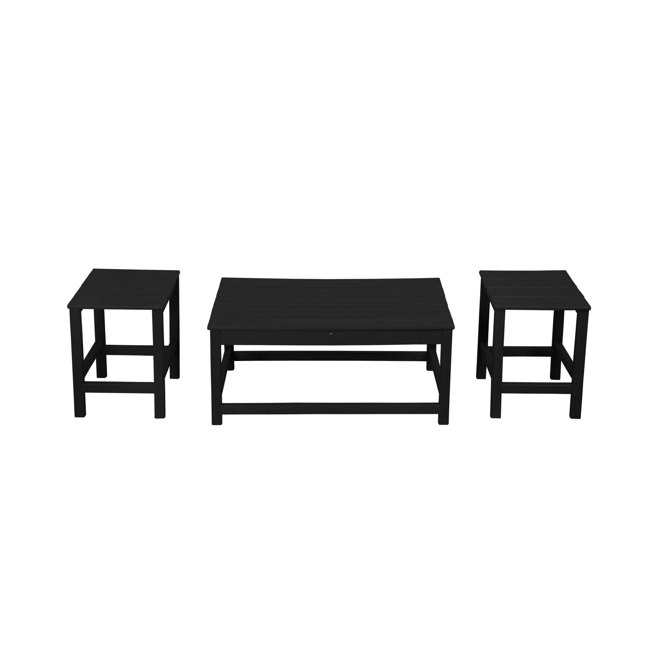 Polytrends  Laguna Hdpe All Weather Outdoor Patio Coffee And Side Tables (3-Piece Set) Black