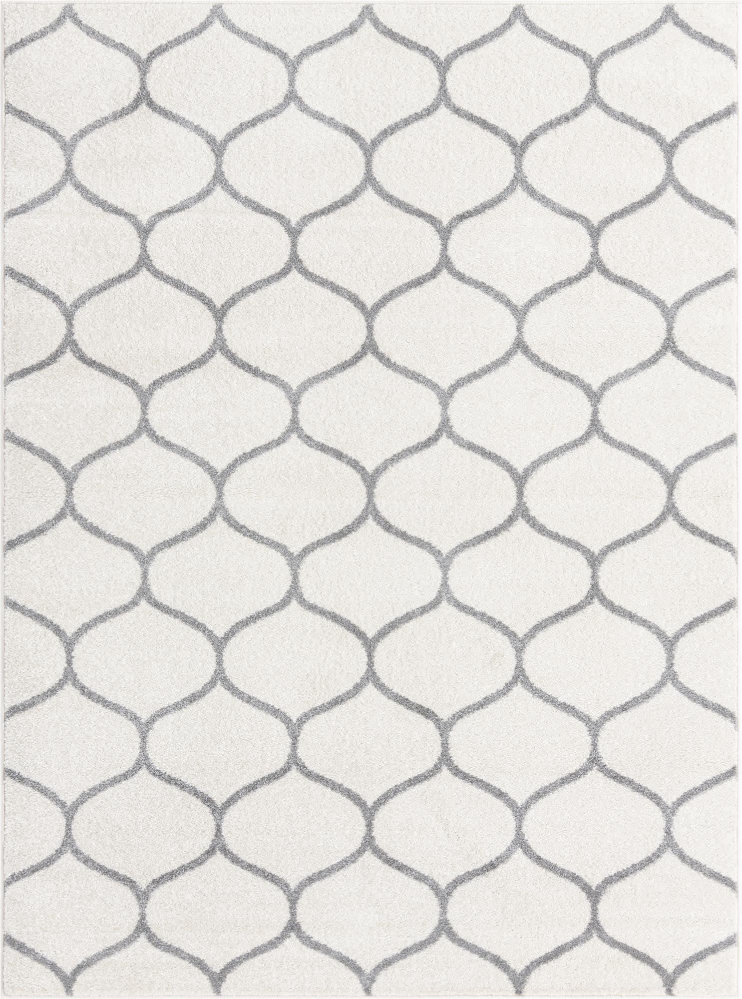 Unique Loom 9' 0 x 12' 0 Trellis Frieze Rounded Ivory Area Rug