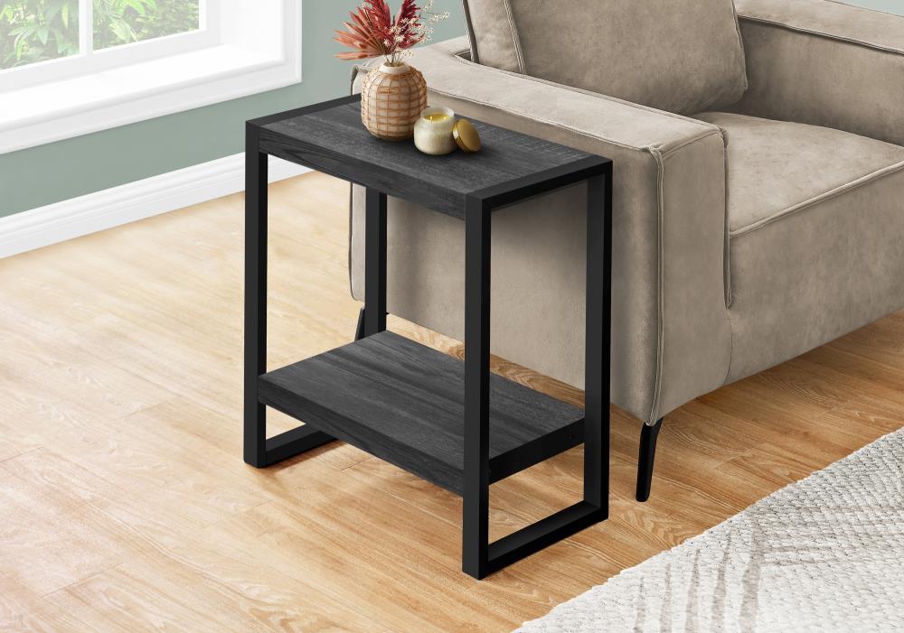 Monarch Specialties Accent Table Side End Nightstand Lamp Living Room Bedroom Metal Laminate Black Contemporary Modern