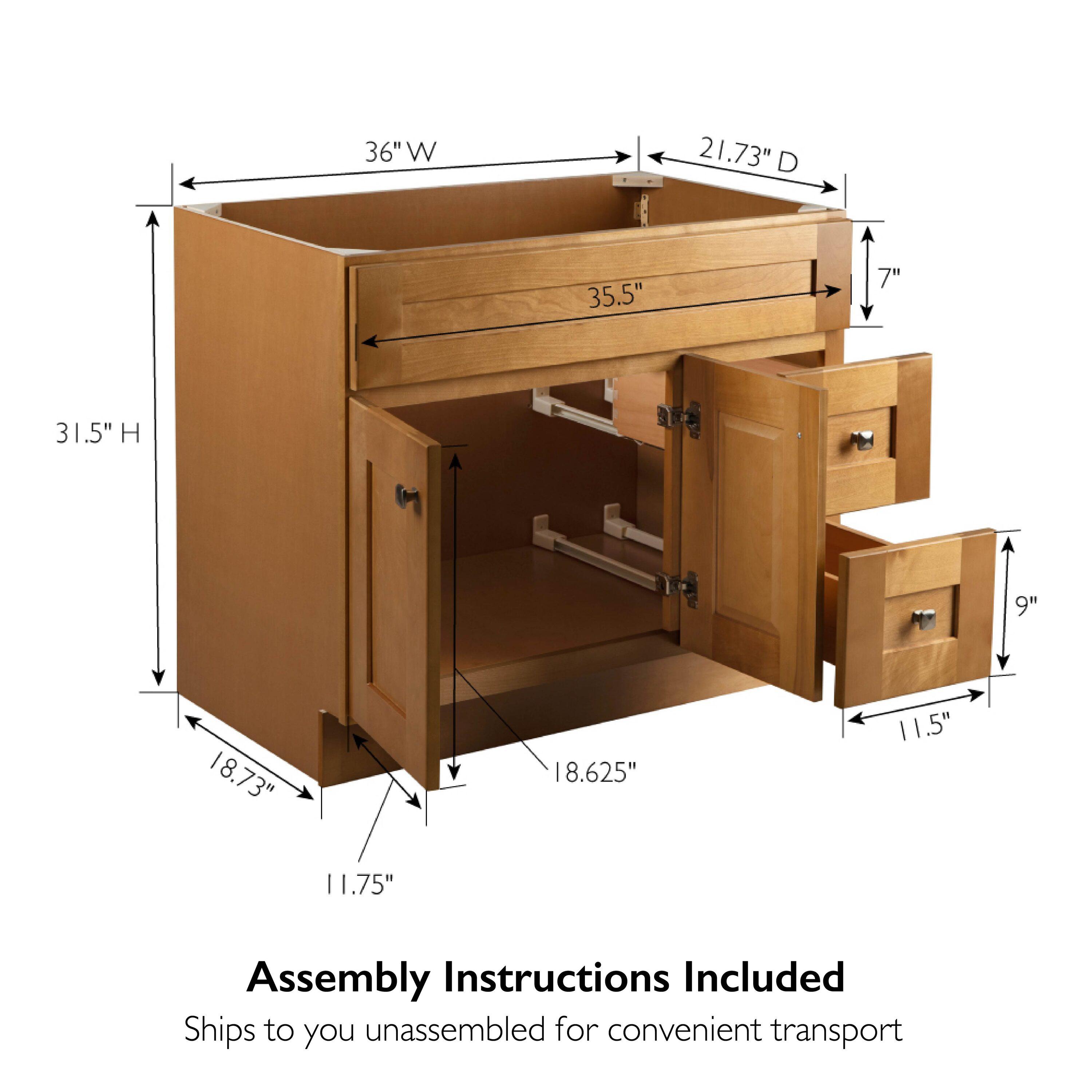 Brookings 36 Inch Bathroom Vanity, Ready to Assemble, Solid Wood, Sherwin Williams – Design House, 587097