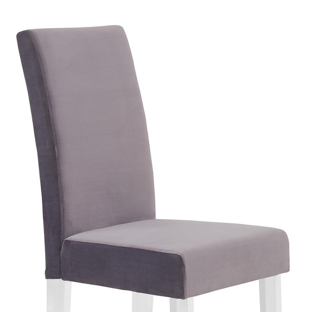 20 x 36 x 17 in. Dalia Modern & Contemporary Dining Chair, Gray Velvet with Acrylic Legs - Set of 2