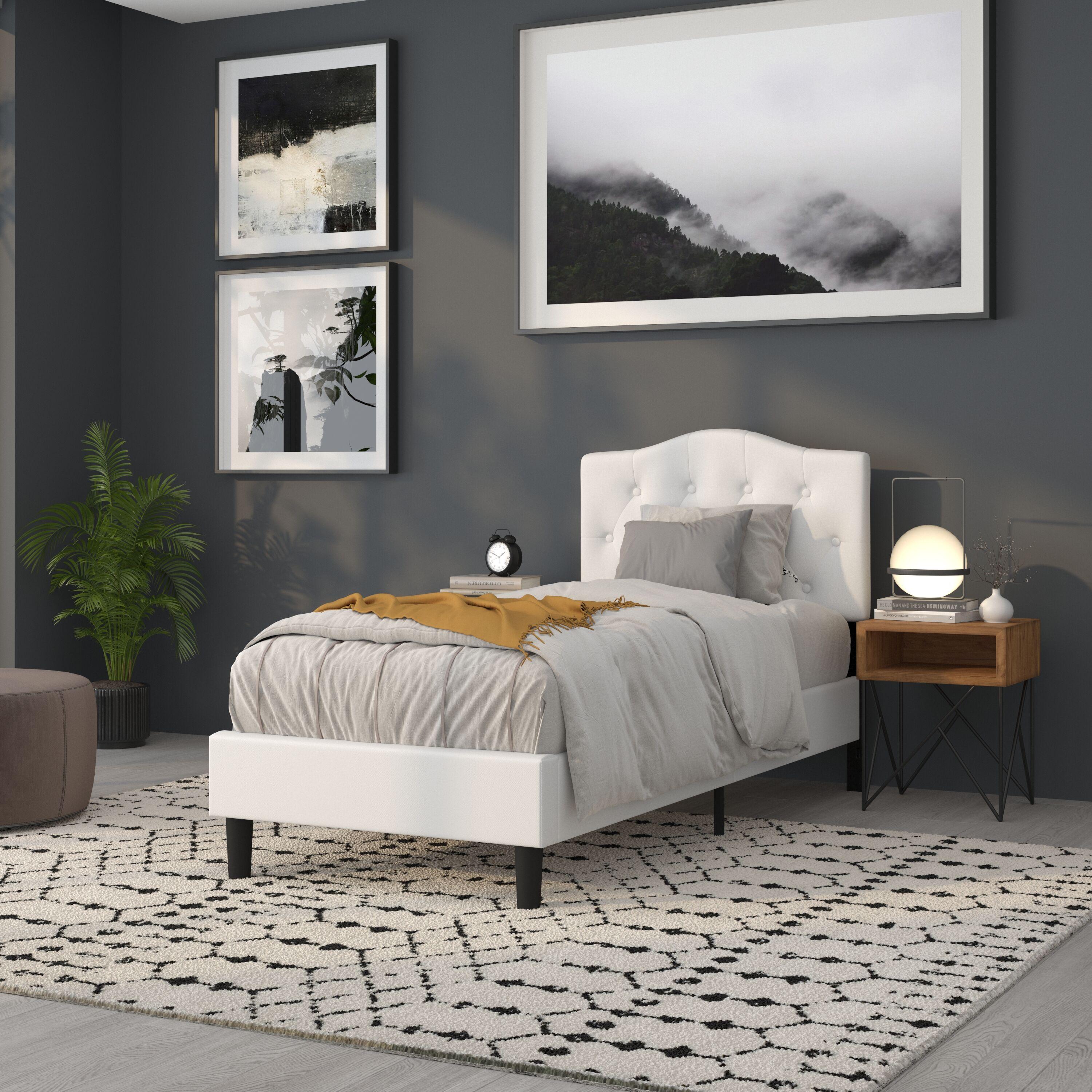 Flash Furniture Cambridge Tufted Upholstered Twin Size Headboard in White Fabric