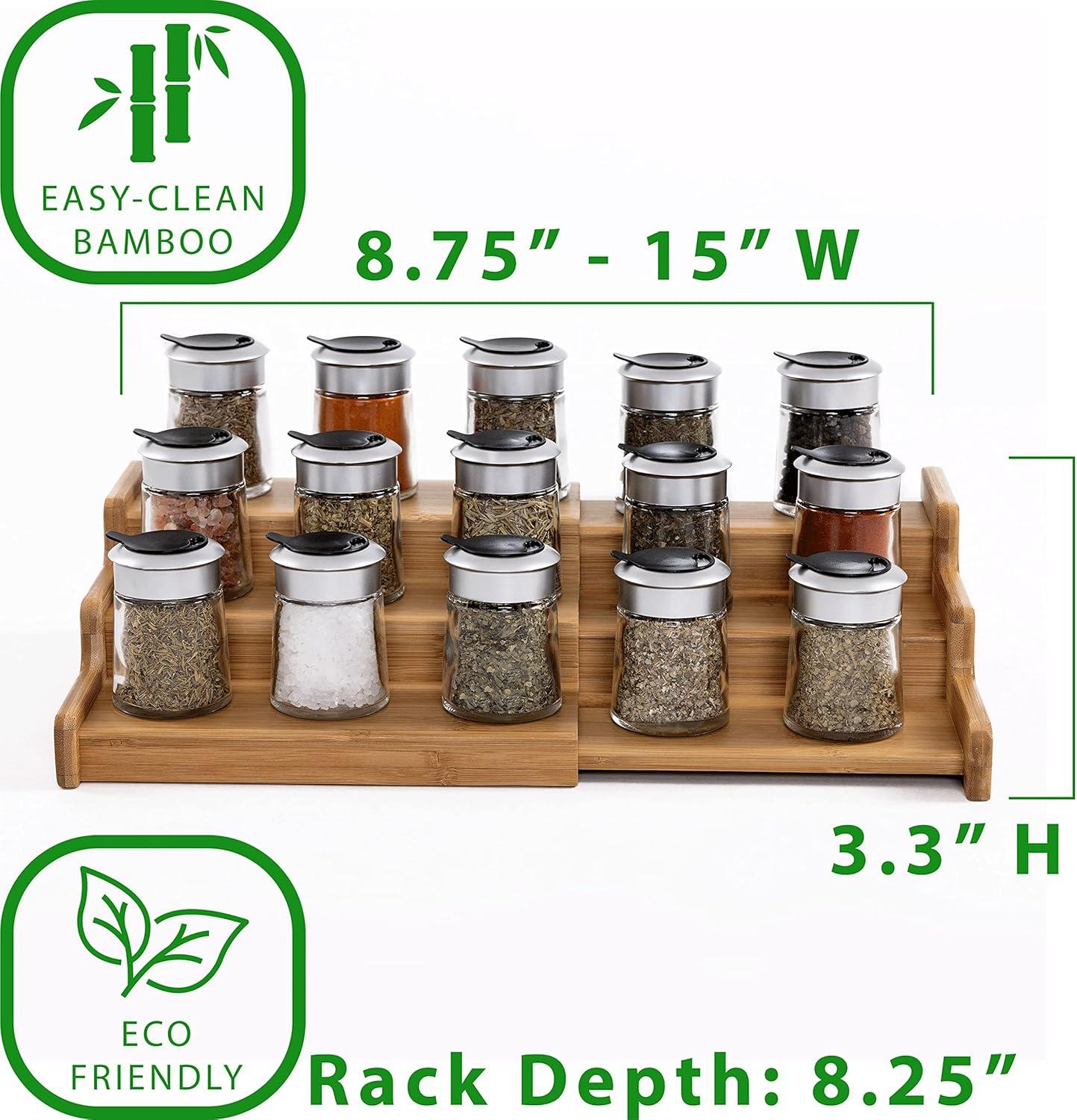 Seville Classics 3-Tier Expandable Bamboo Spice Rack