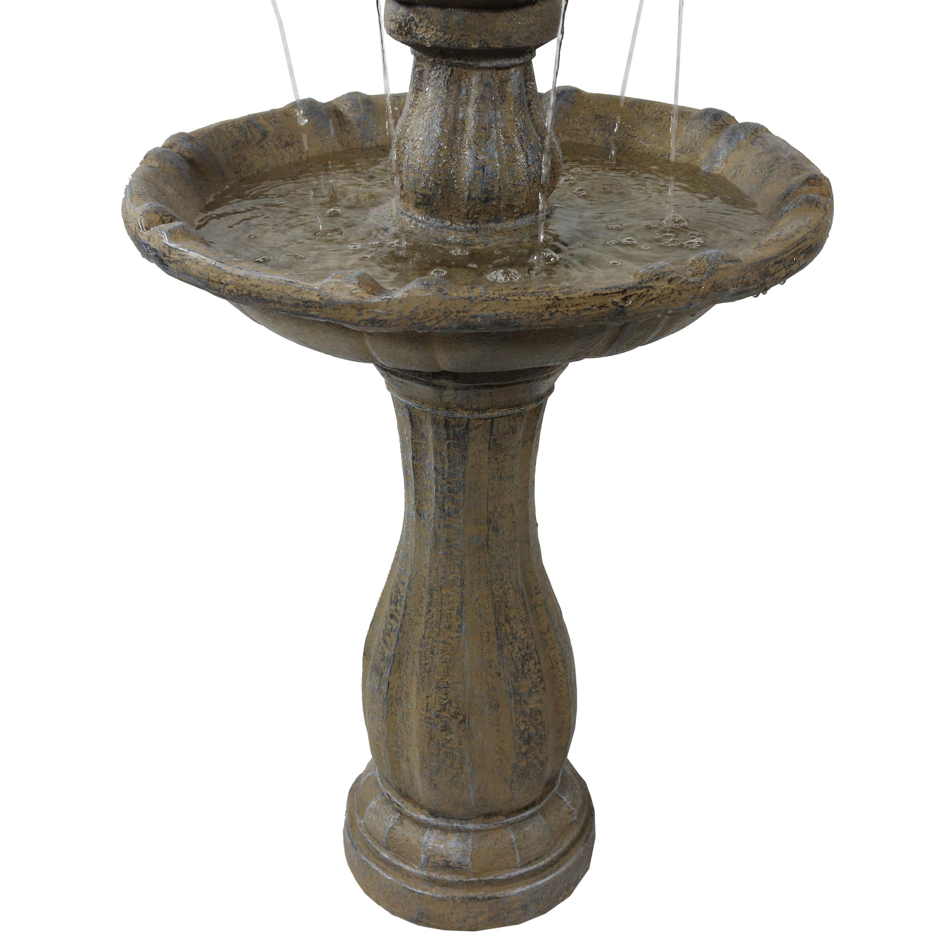 Sunnydaze Outdoor 2-Tier Pineapple Solar Powered Water Fountain with Battery Backup and Submersible Pump - 46" - Earth Finish
