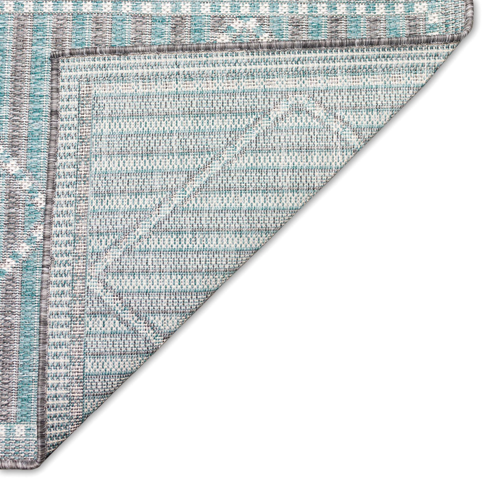 Liora Manne Malibu Checker Diamond Indoor/Outdoor Rug Aqua 7'10" Square