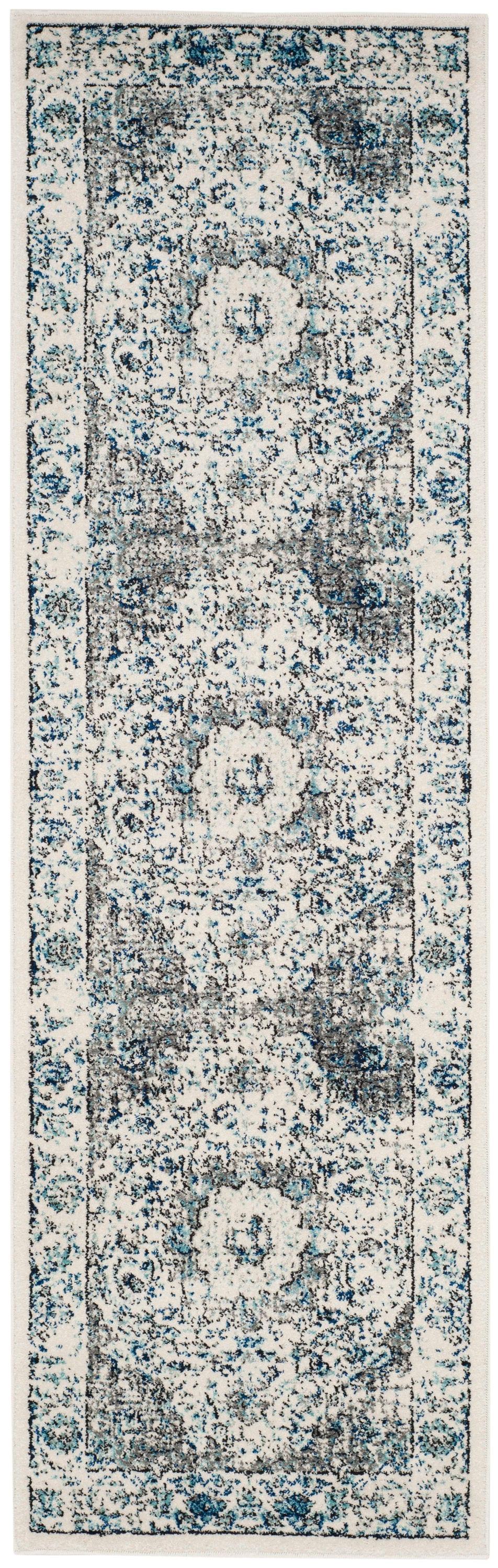 Evoke EVK220 Power Loomed Runner Rug - Ivory/Grey - 2'2"x21' - Safavieh.