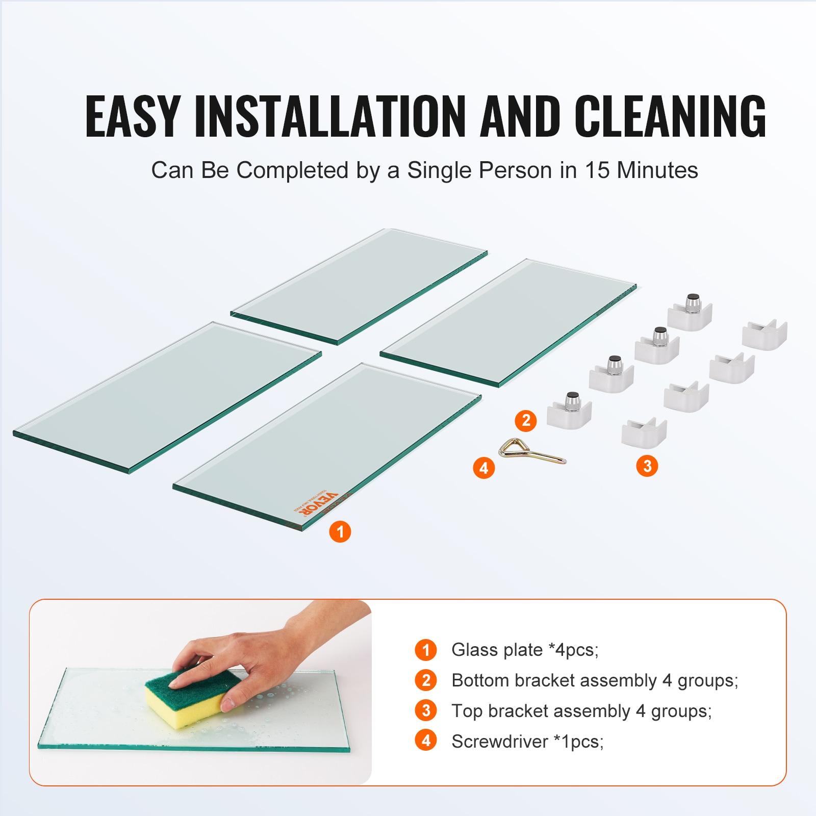 VEVOR Tempered Glass Fire Pit Accessory (Set of 4)