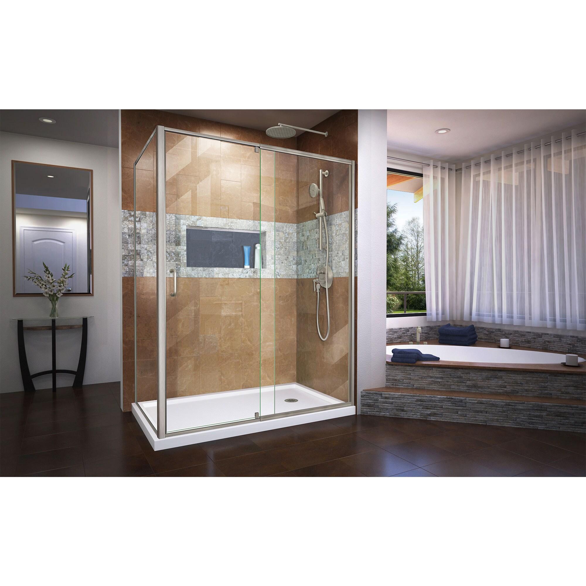 DreamLine Flex 34 1/2 in. D x 56-60 in. W x 72 in. H Semi-Frameless Pivot Shower Enclosure