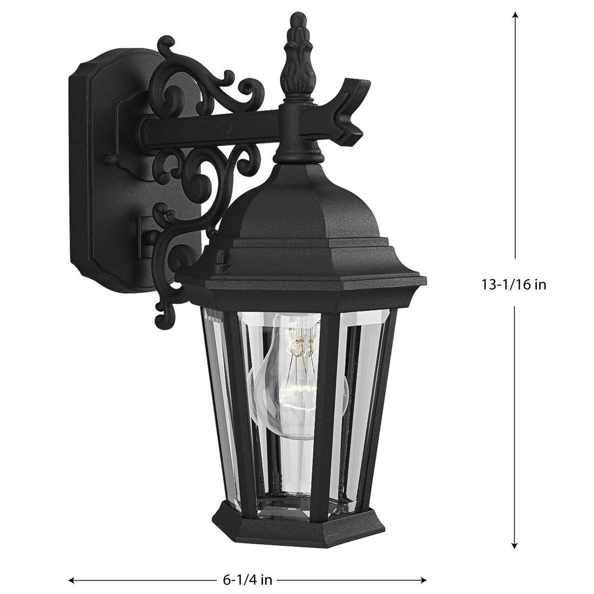 Progress Lighting, Welbourne, 1-Light, Outdoor Wall Lantern, Textured Black, Clear Beveled Glass