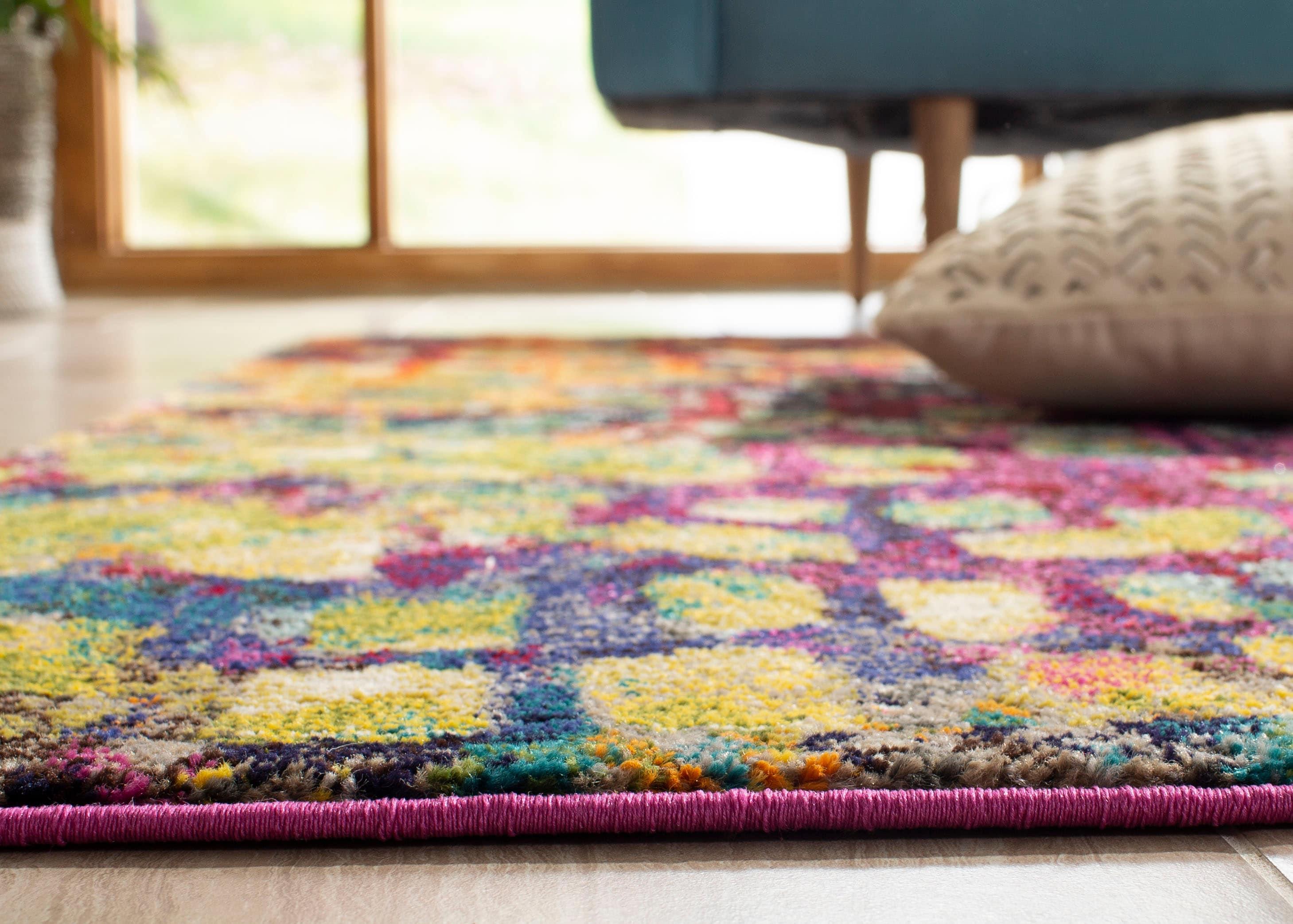 Monaco MNC225 Power Loomed Indoor Runner Rug - Pink/Multi - 2'2"x10' - Safavieh
