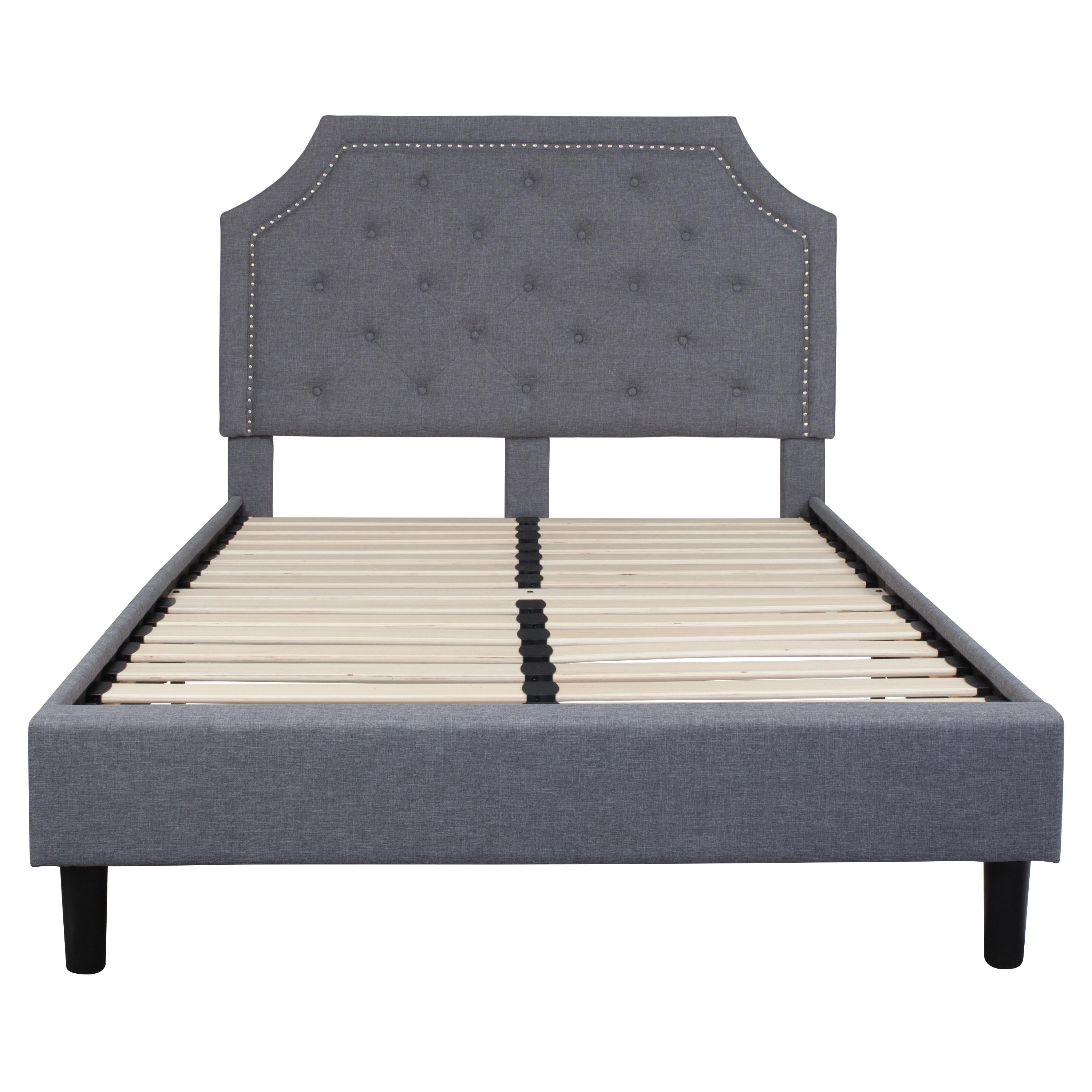 Flash Furniture Brighton Full Size Tufted Upholstered Platform Bed in Light Gray Fabric