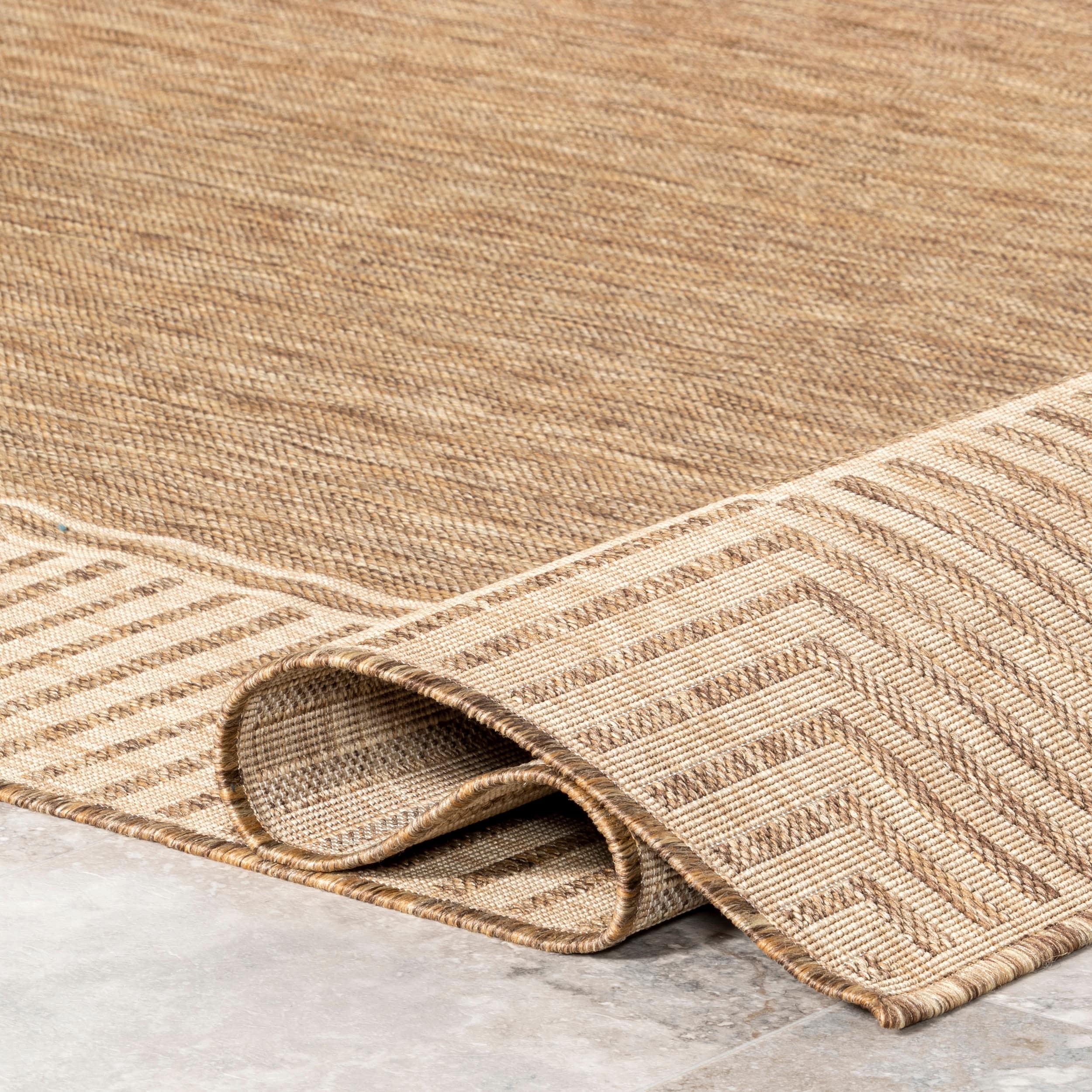 nuLOOM 4' x 6' Outdoor Area Rug, Stain Resistant, Weather Resistant, High Traffic, Patio, Balcony, Outside, Living Room, Dining Room, Asha Light Brown