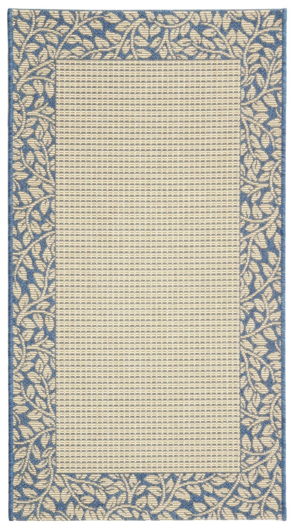 Courtyard CY0727 Power Loomed Indoor and Outdoor Accent Rug - Natural/Blue - 2'7"x5' - Safavieh