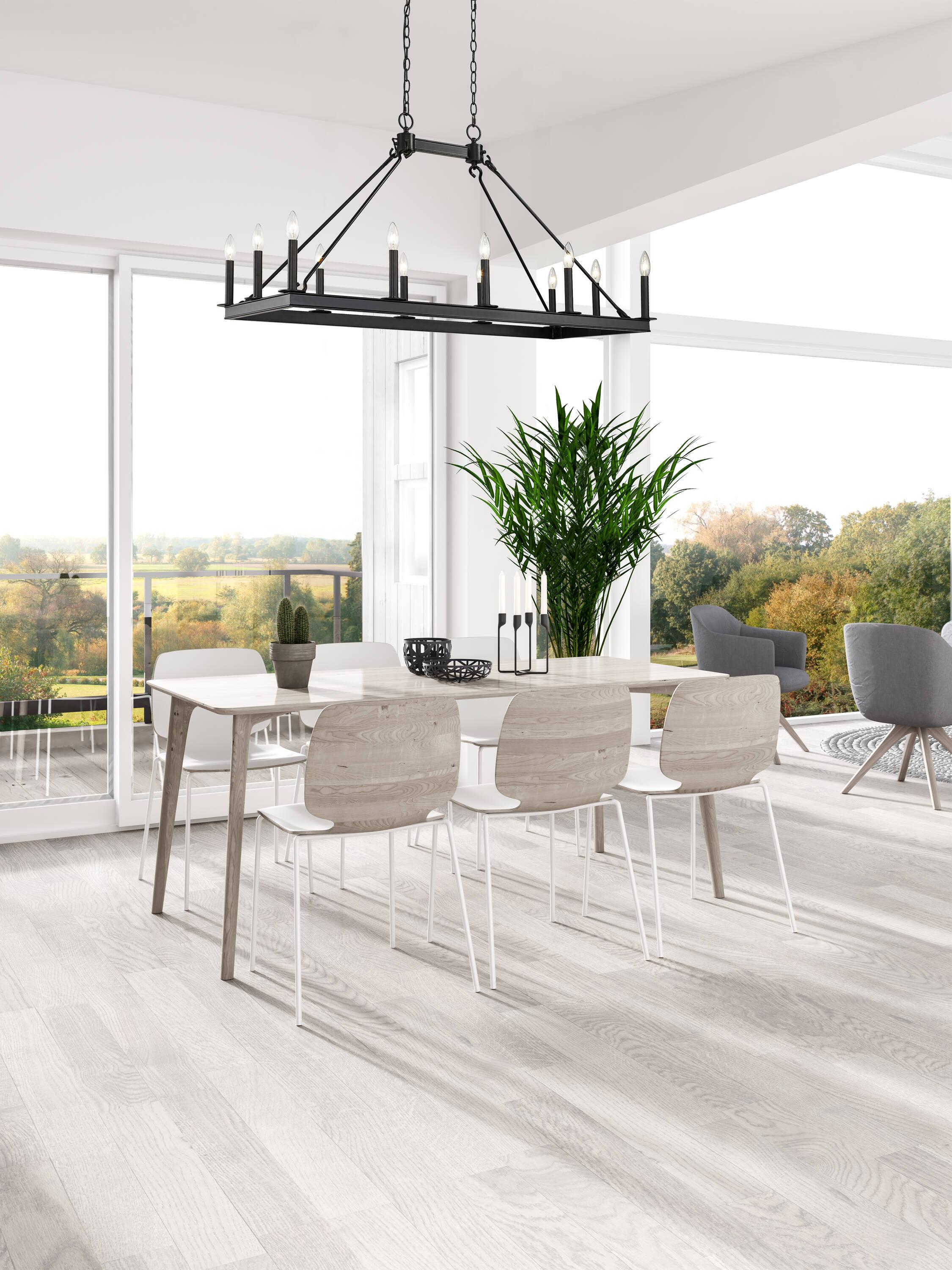 Z-Lite Barclay 12 Light Transitional Steel Island Pendant in Matte Black