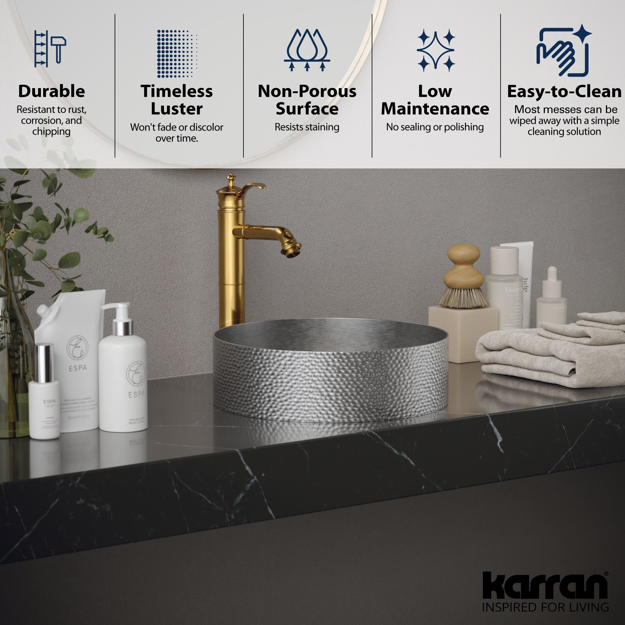 Karran Cinox 15'' Stainless Steel Circular Bathroom Sink