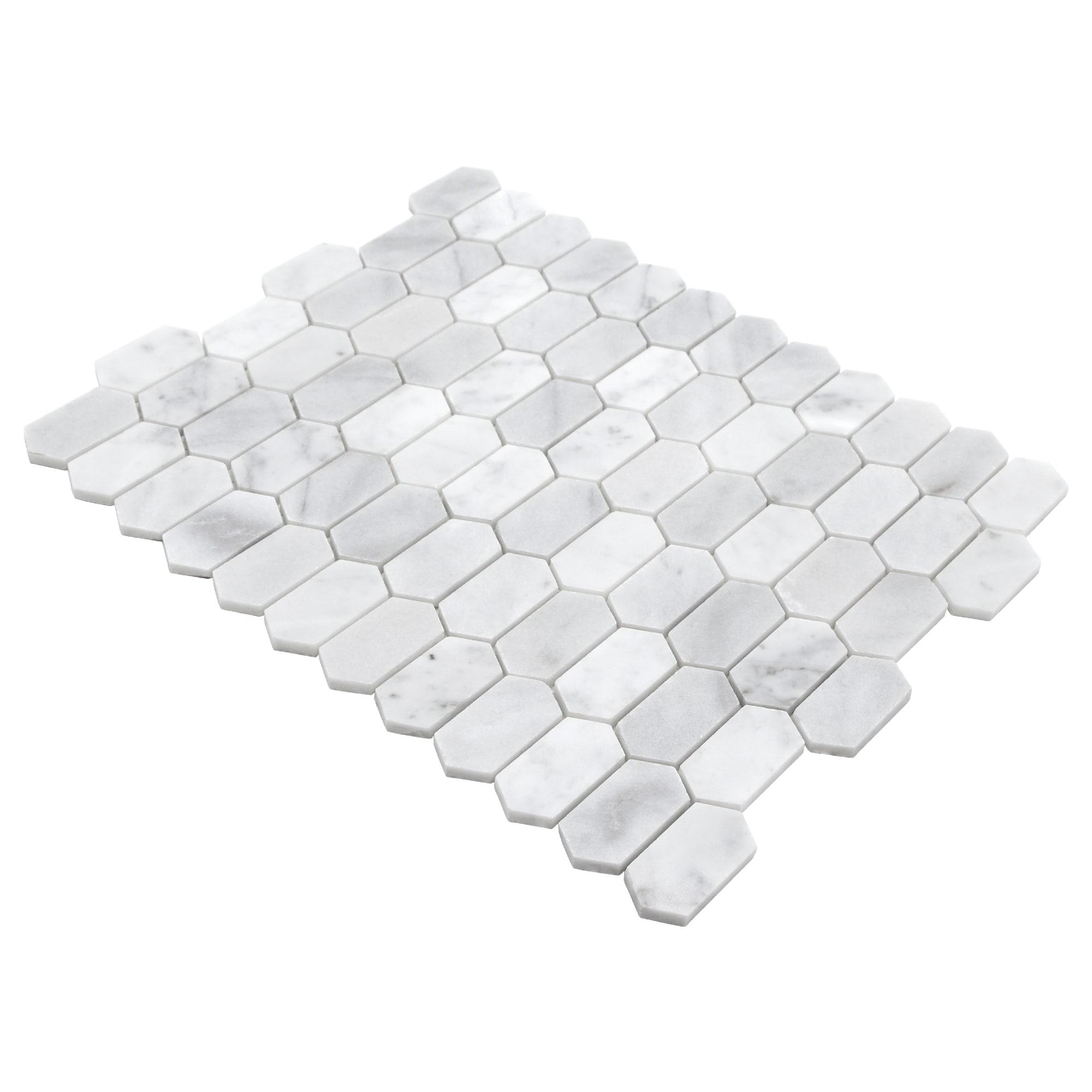 12" x 10" Natural Marble Hexagonal Mosaic Wall & Floor Tile