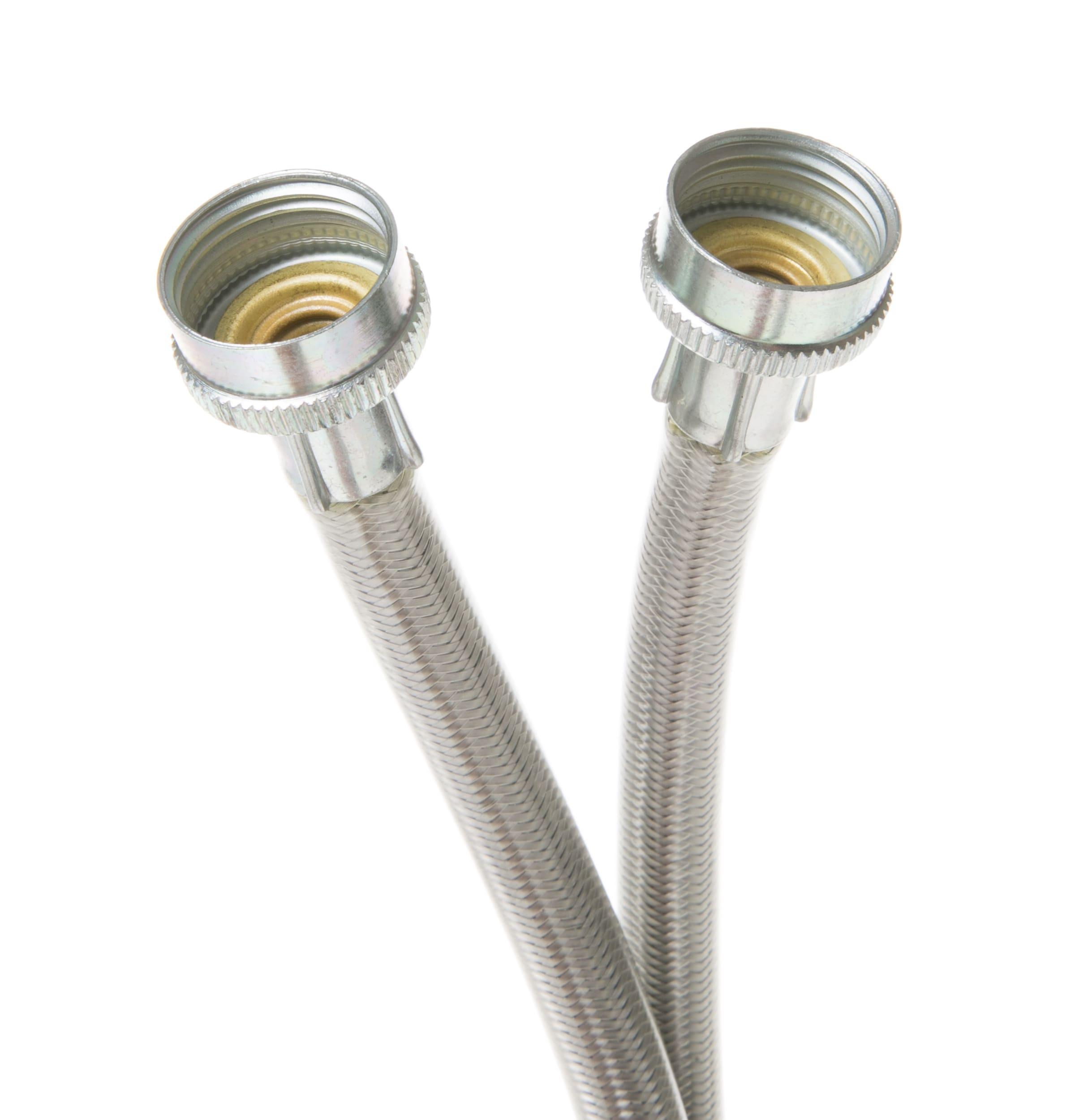 GE WX14X10011 Washing Machine Universal 6’ Stainless Steel 90° Elbow – 2 Hose Package