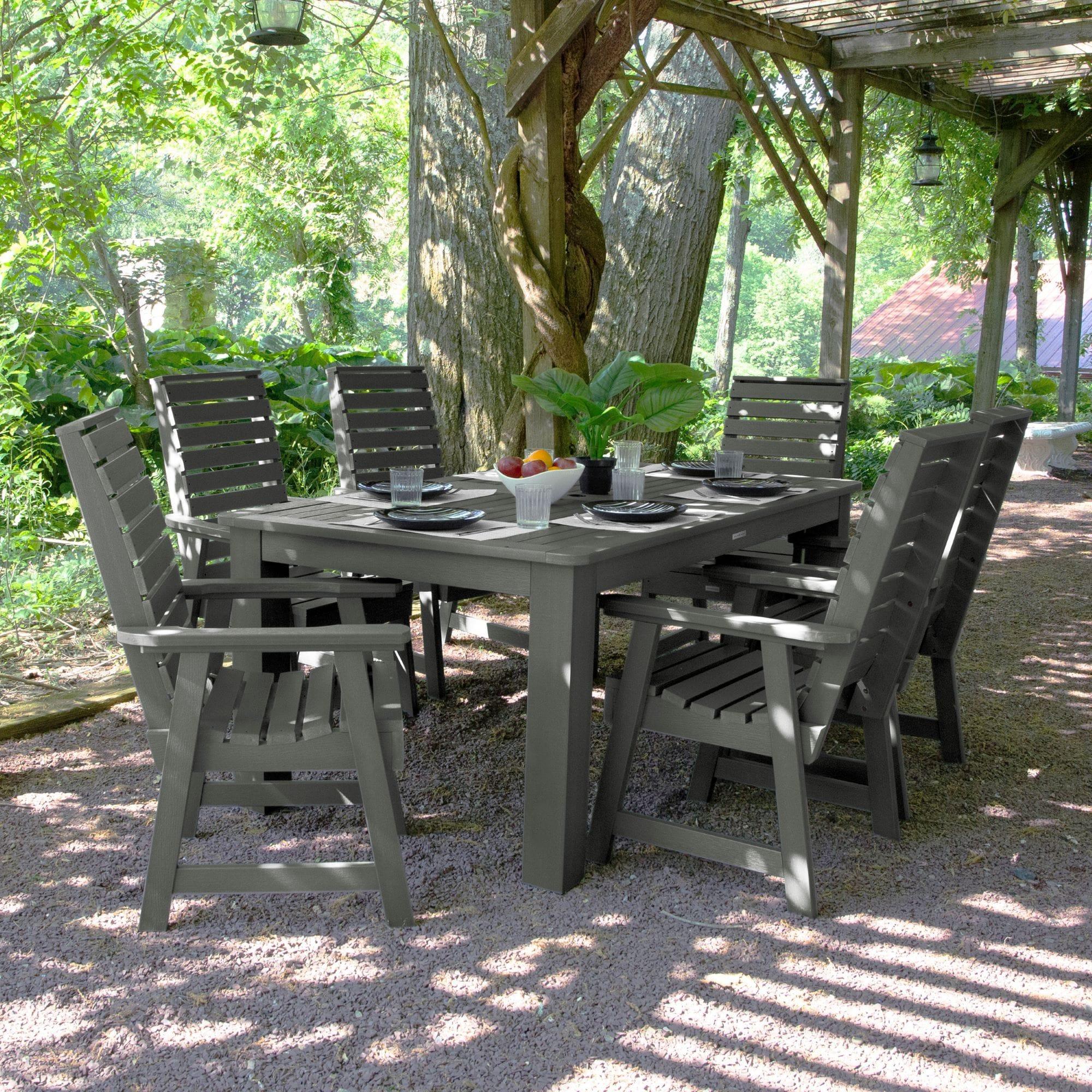 Weatherly Coastal Teak 7-Piece Recycled Plastic Rectangular Outdoor Dining Set