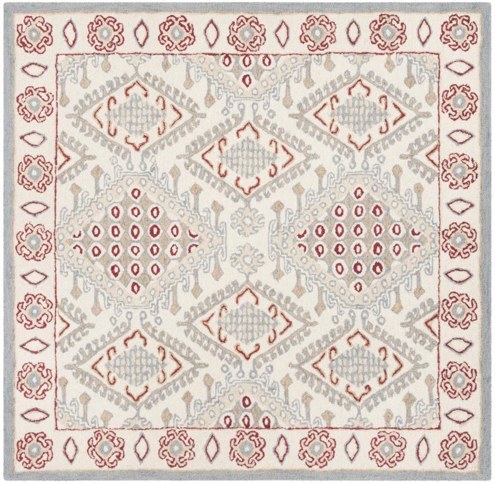 Micro-Loop MLP511 Hand Tufted Area Rug - Ivory/Red - 5'x5' - Safavieh.