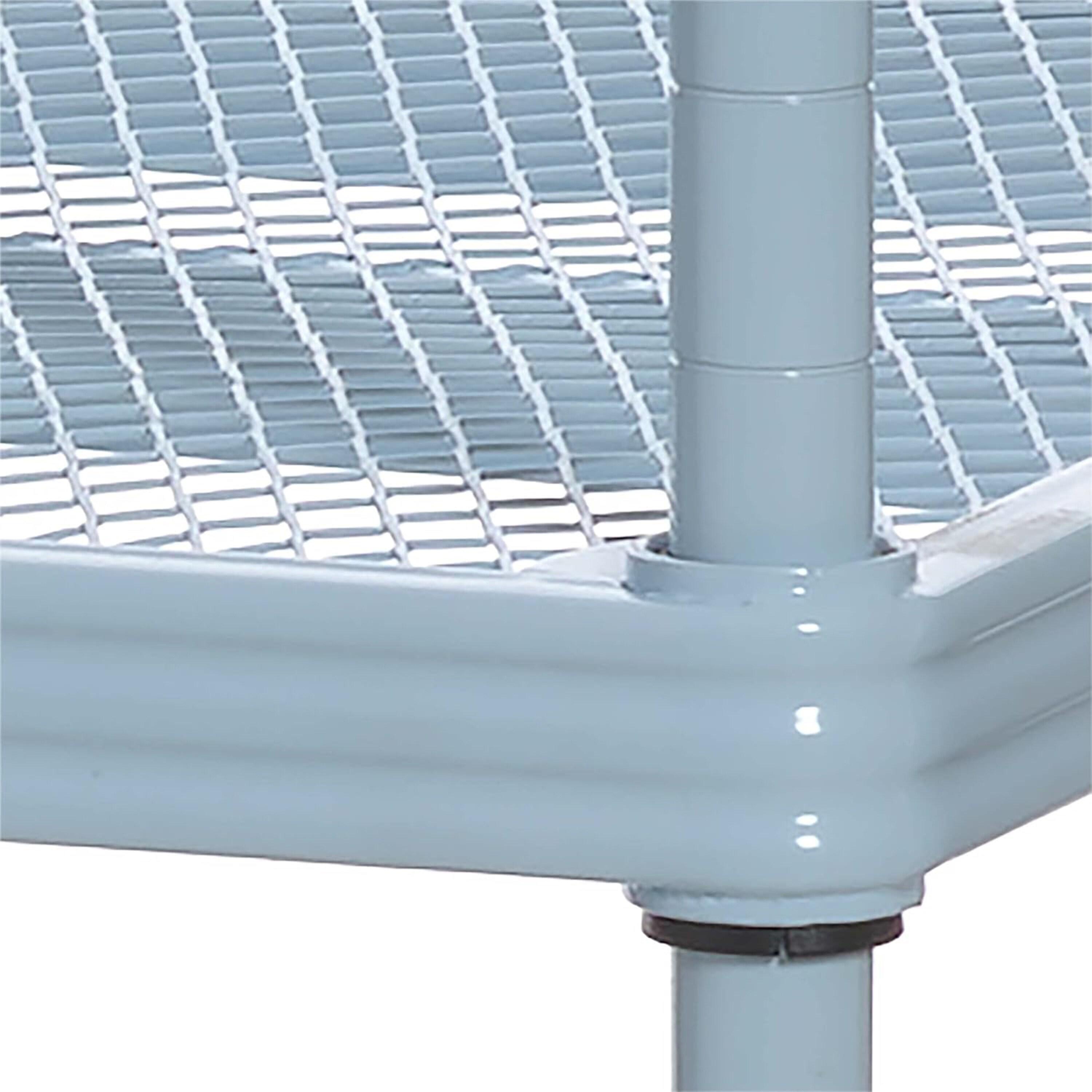 Design Ideas MeshWorks 3 Tier Full-Size Metal Storage Shelving Unit Rack for Kitchen, Office, and Garage Organization, 23.6” x 13.8” x 31.5,” Blue